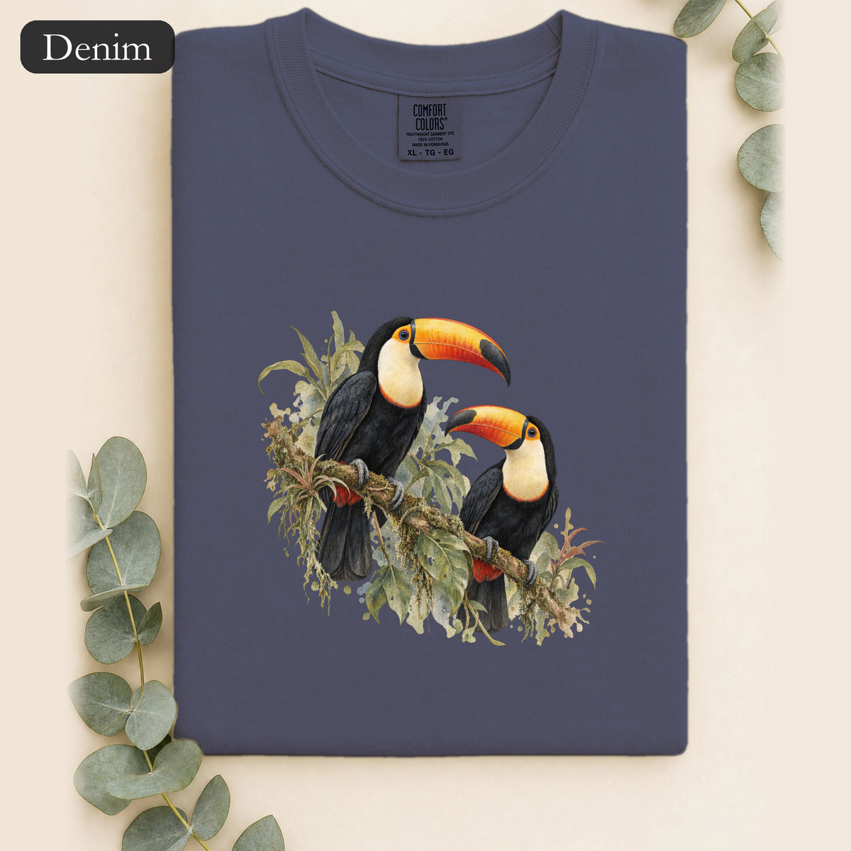 Toucan Pair Tropical Bird Shirt | Botanical Illustration
