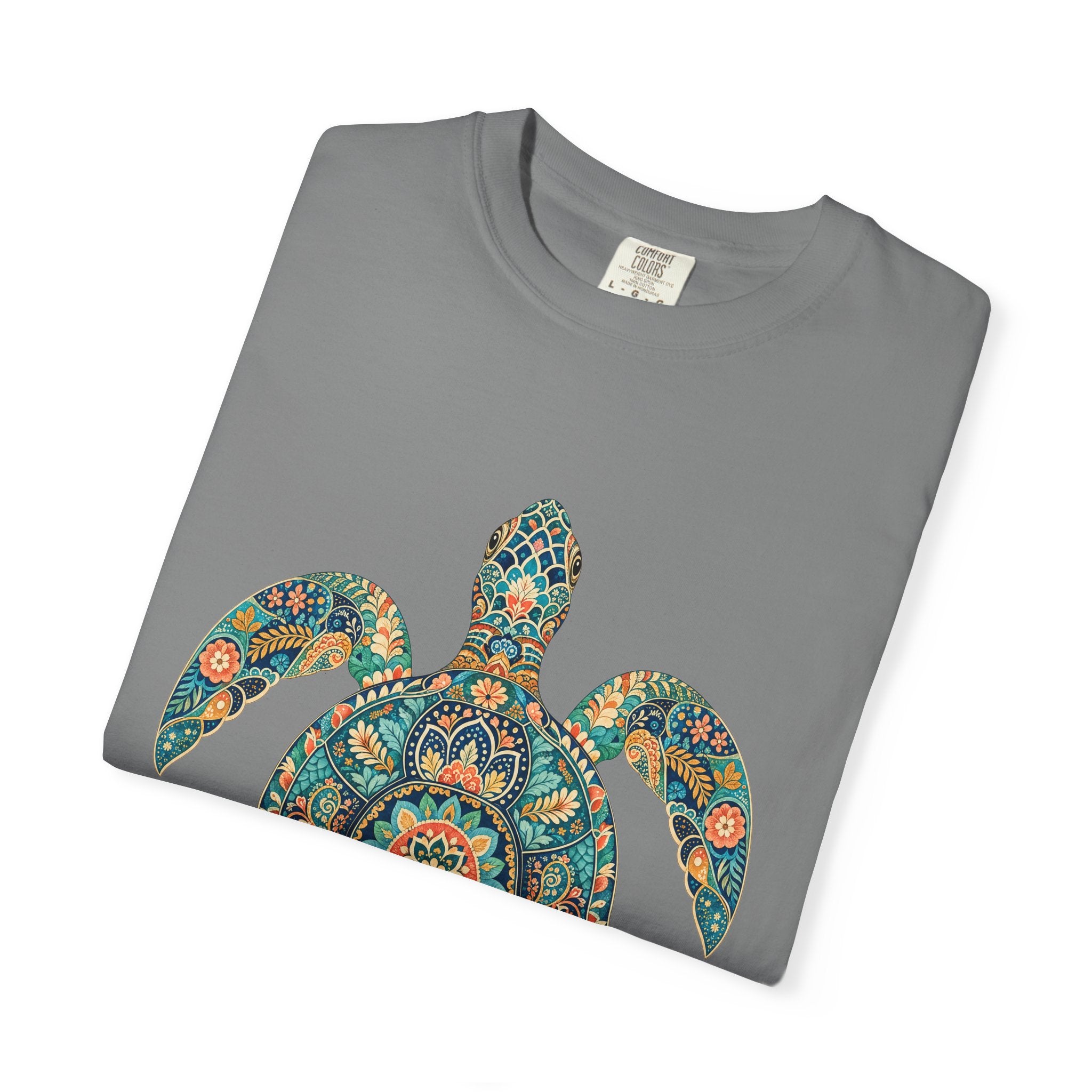 Boho Sea Turtle Shirt, Folk Art Turtle Tee, Japanese Pattern Ocean Lover Gift, Vintage Floral Turtle Sweatshirt