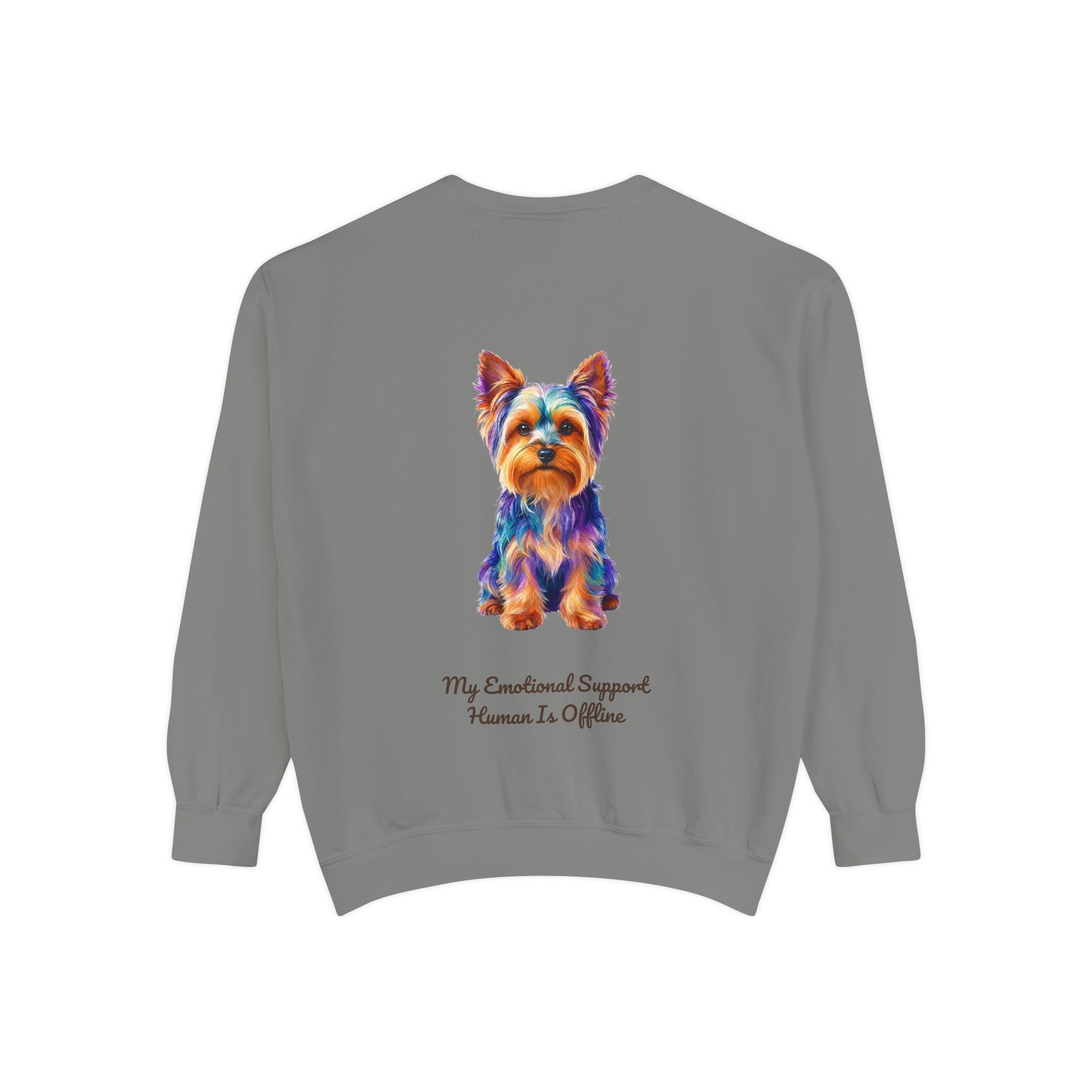Yorkie Shirt, My Emotional Support Human Is Offline Tee, Funny Yorkshire Terrier Dog Mom Gift, Dog Lover Sweatshirt