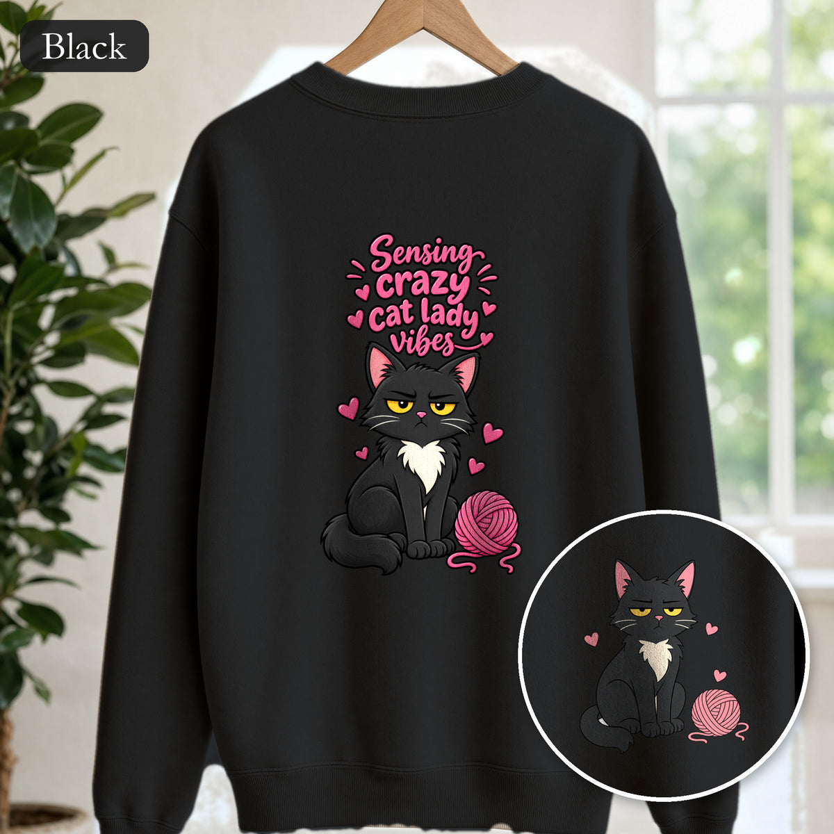 Sensing Crazy Cat Lady Vibes Shirt, Funny Cat Mom Tee, Cat Lover Gift, Sarcastic Cat Owner Sweatshirt