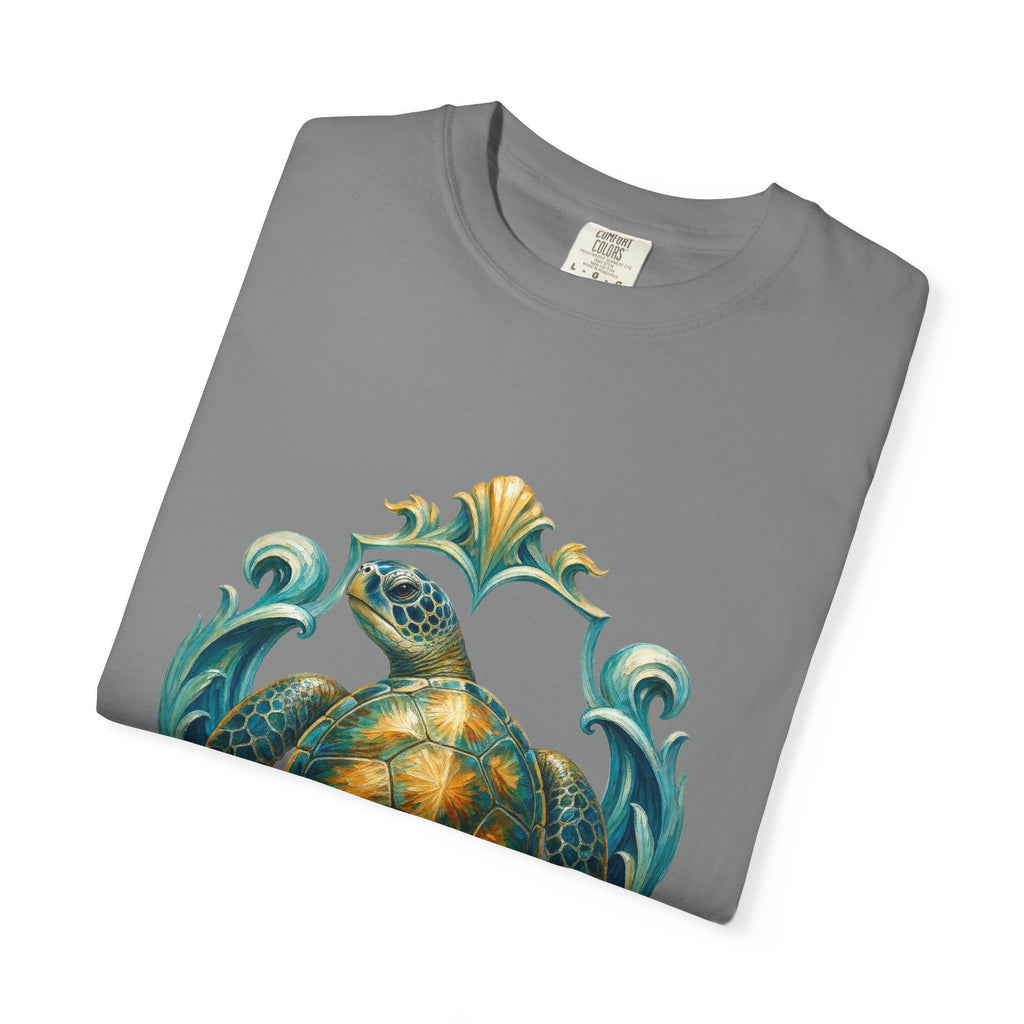 Sea Turtle Long Sleeve Sun Shirt, Painterly Turtle Crest Swim Tee, Beach Ocean Lover Gift, Coastal Swim Sweatshirt