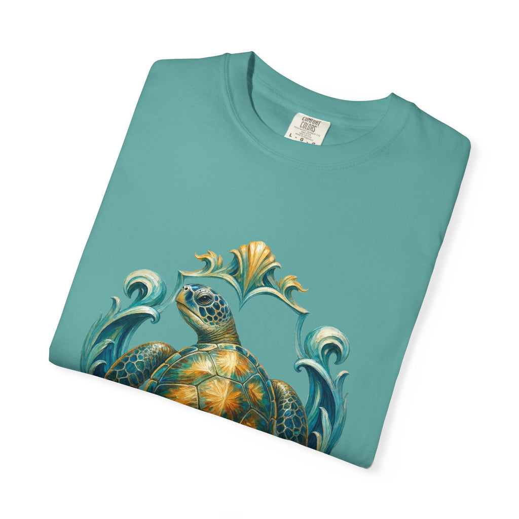 Sea Turtle Long Sleeve Sun Shirt, Painterly Turtle Crest Swim Tee, Beach Ocean Lover Gift, Coastal Swim Sweatshirt