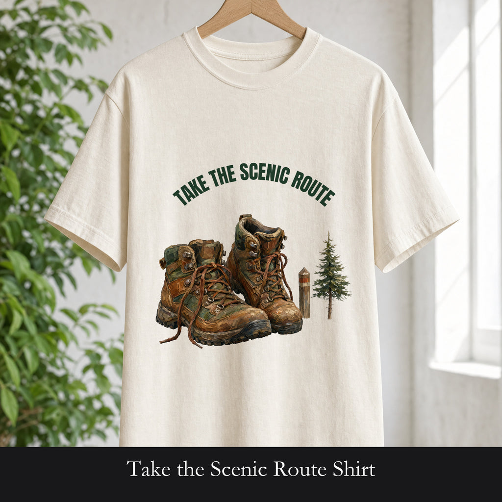 Take the Scenic Route Shirt, Hiking Trail Tee, Outdoor Adventure Nature Gift, Painterly Mountain Sweatshirt