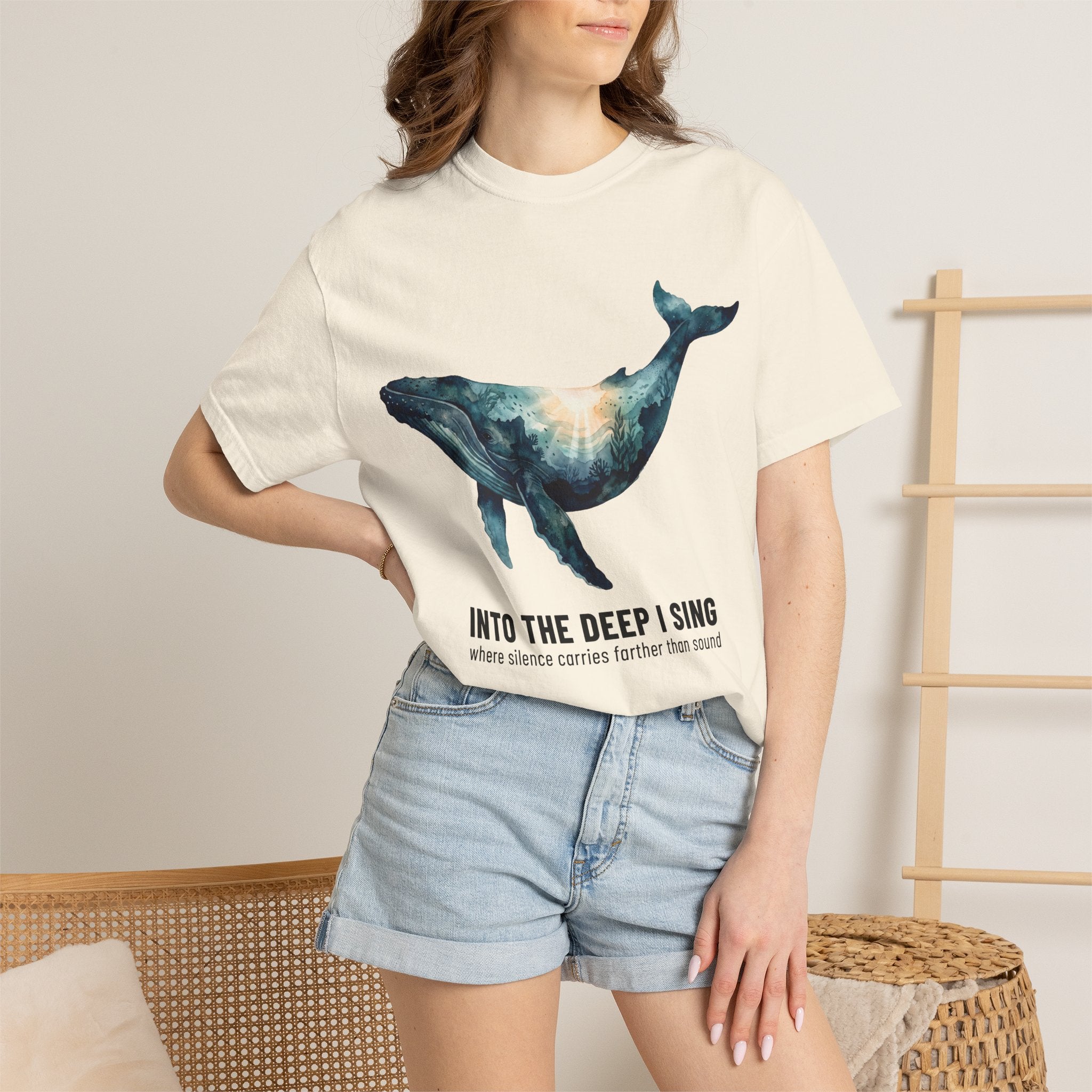 Whale Deep Ocean Graphic T-Shirt — "Into the Deep I Sing" Ocean Graphic Tee