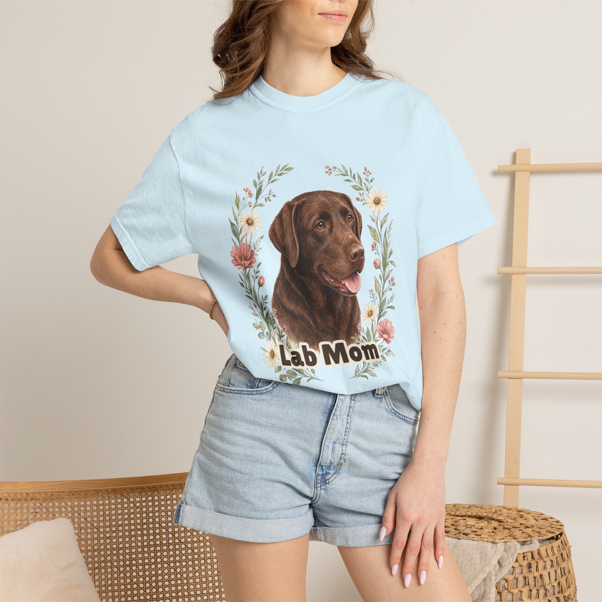 Chocolate Lab Mom Shirt, Labrador Mom Tee, Dog Mom Gift, Wildflower Dog Lover Sweatshirt, Cute Dog Owner Gift