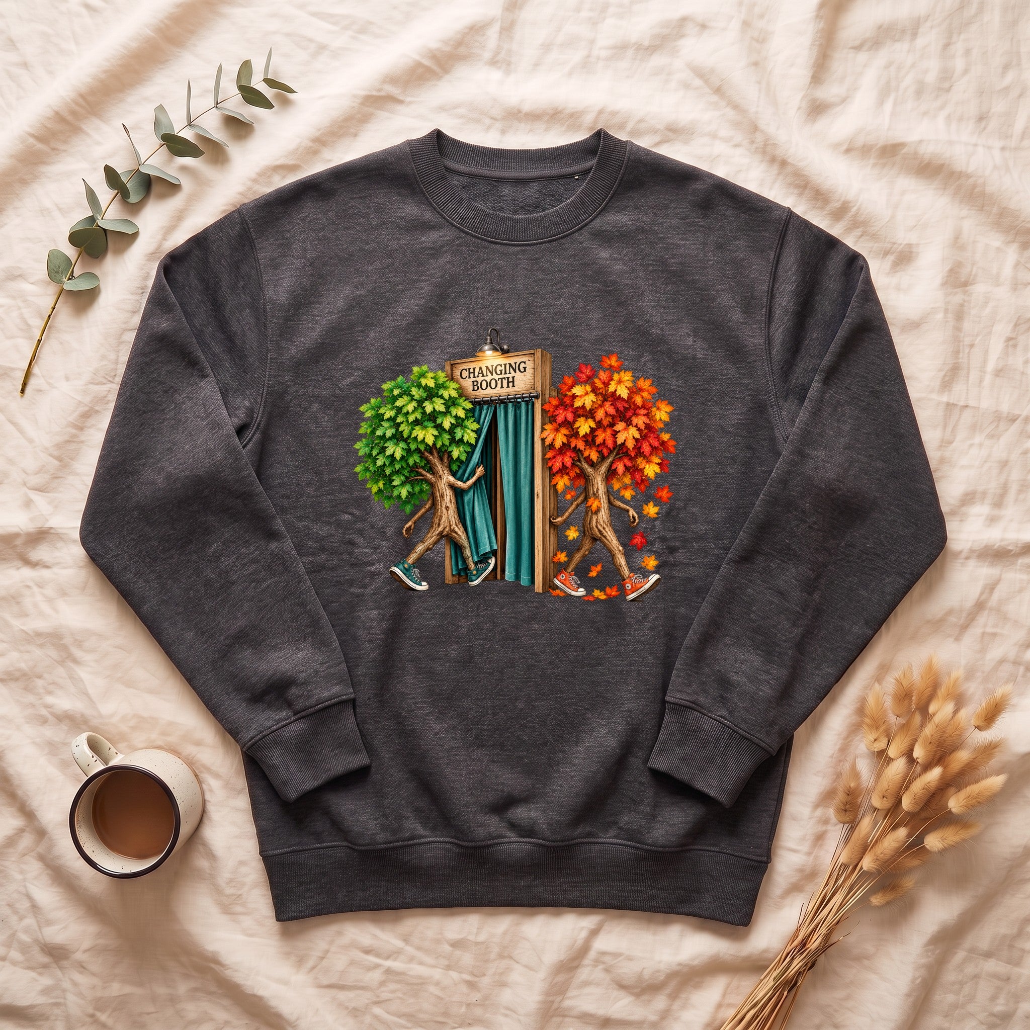 Changing of the Season Trees crewneck sweatshirt | Autumn Spring tree illustration