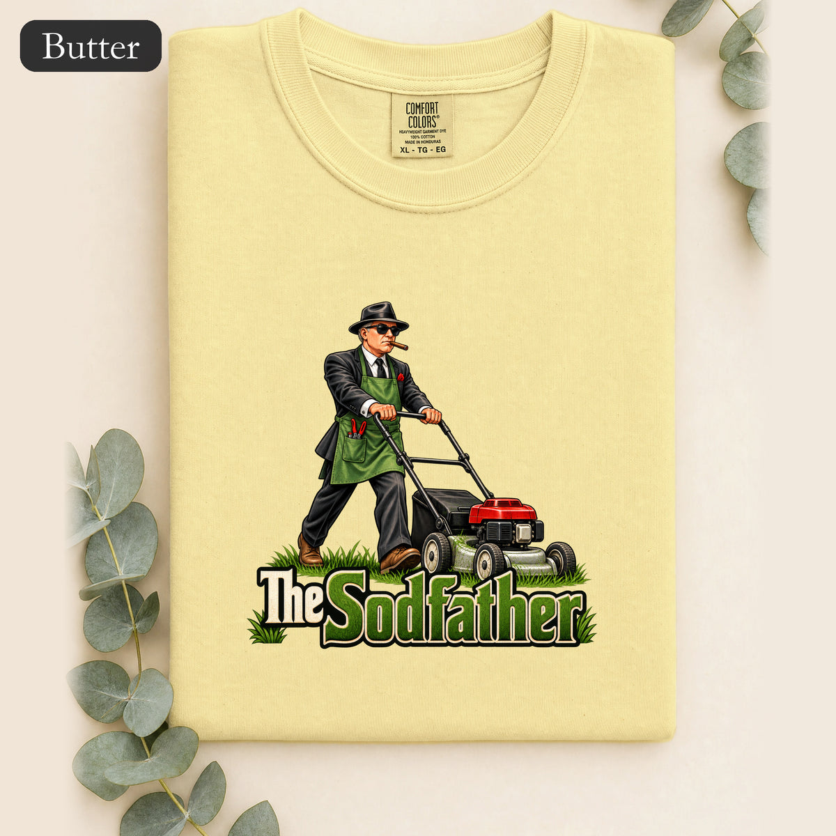 The Sodfather lawn mower illustration Shirt | Gardening humor
