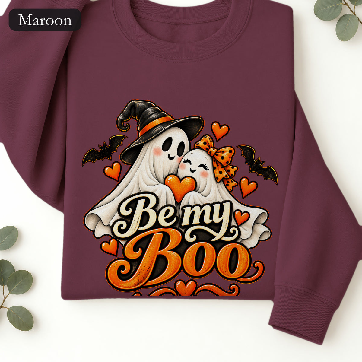 Be My Boo ghost couple Sweatshirt | Halloween spooky hearts