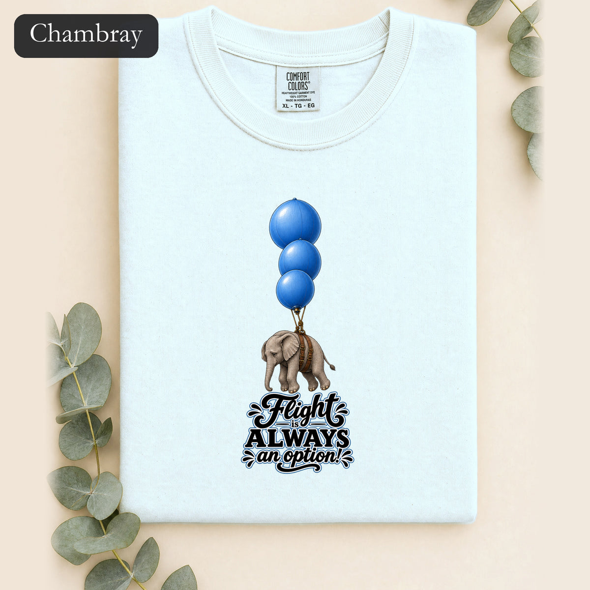 Blue Balloons Elephant illustration Shirt | Flight Always inspired quote