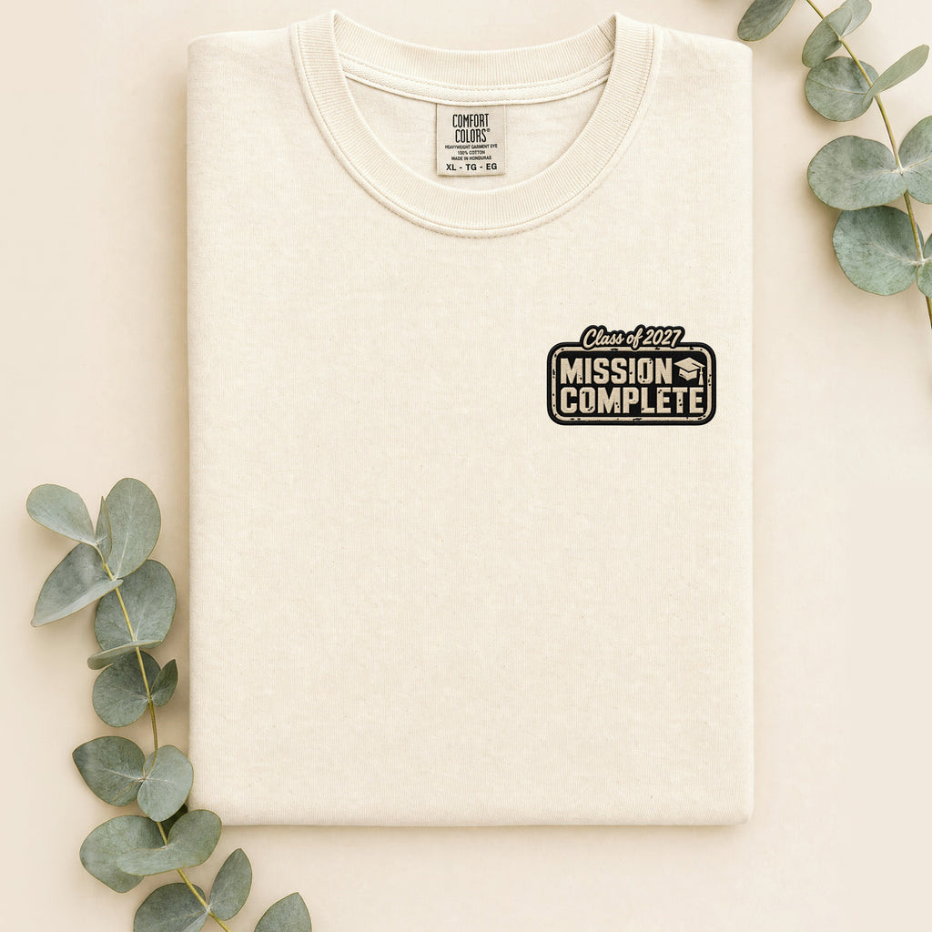 Mission Complete Graphic Shirt | Class of 2027 | Faux Embroidery