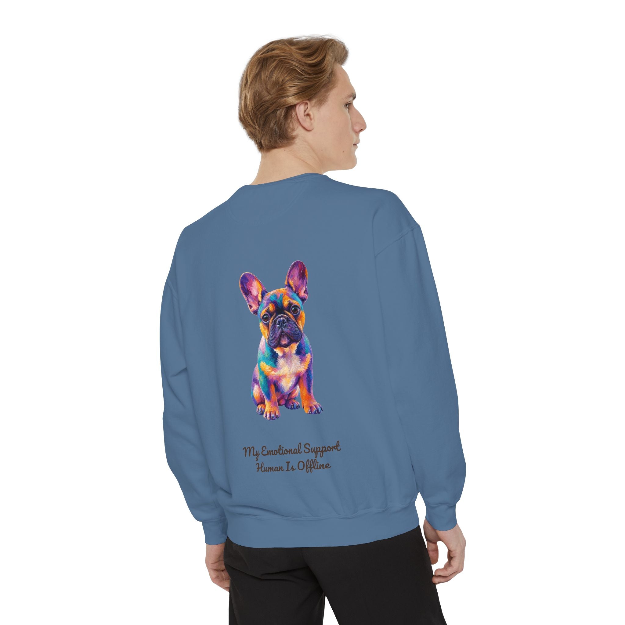 French Bulldog Shirt, My Emotional Support Human Is Offline Tee, Funny Frenchie Dog Mom Gift, Painterly Dog Lover Sweatshirt