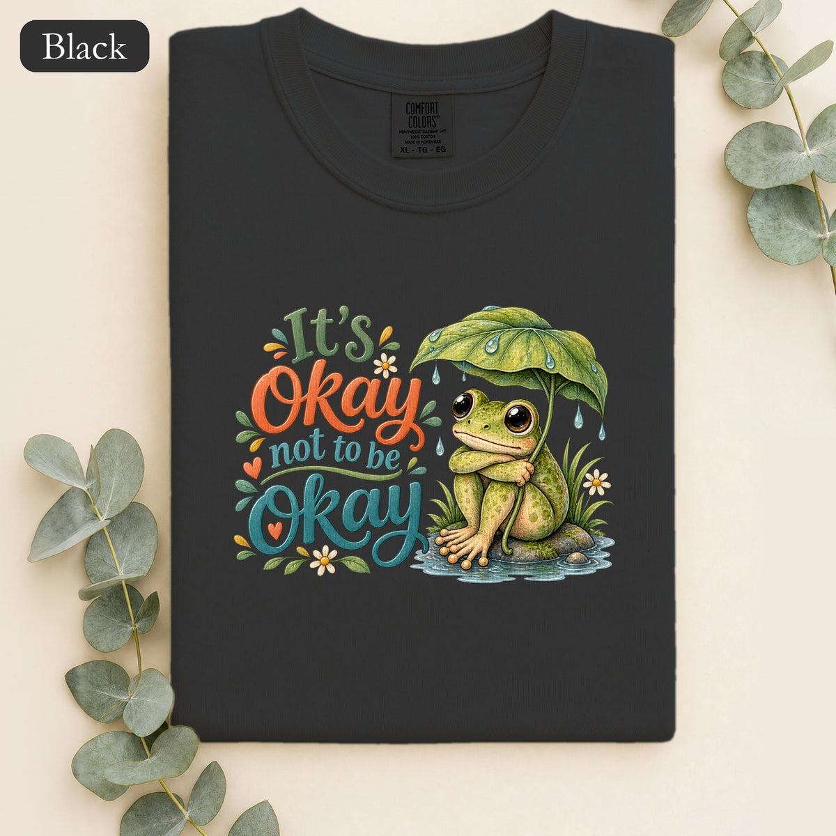 It's OK To Not Be OK Shirt, Cute Frog Mental Health Tee, Awareness Gift, Kawaii Frog Shirt