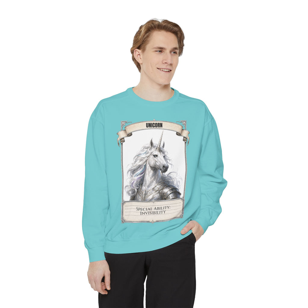 Unicorn Invisibility Stat Card Shirt, Funny RPG Gamer Tee, Tabletop D20 Fantasy Gift, Dungeon Dice Sweatshirt