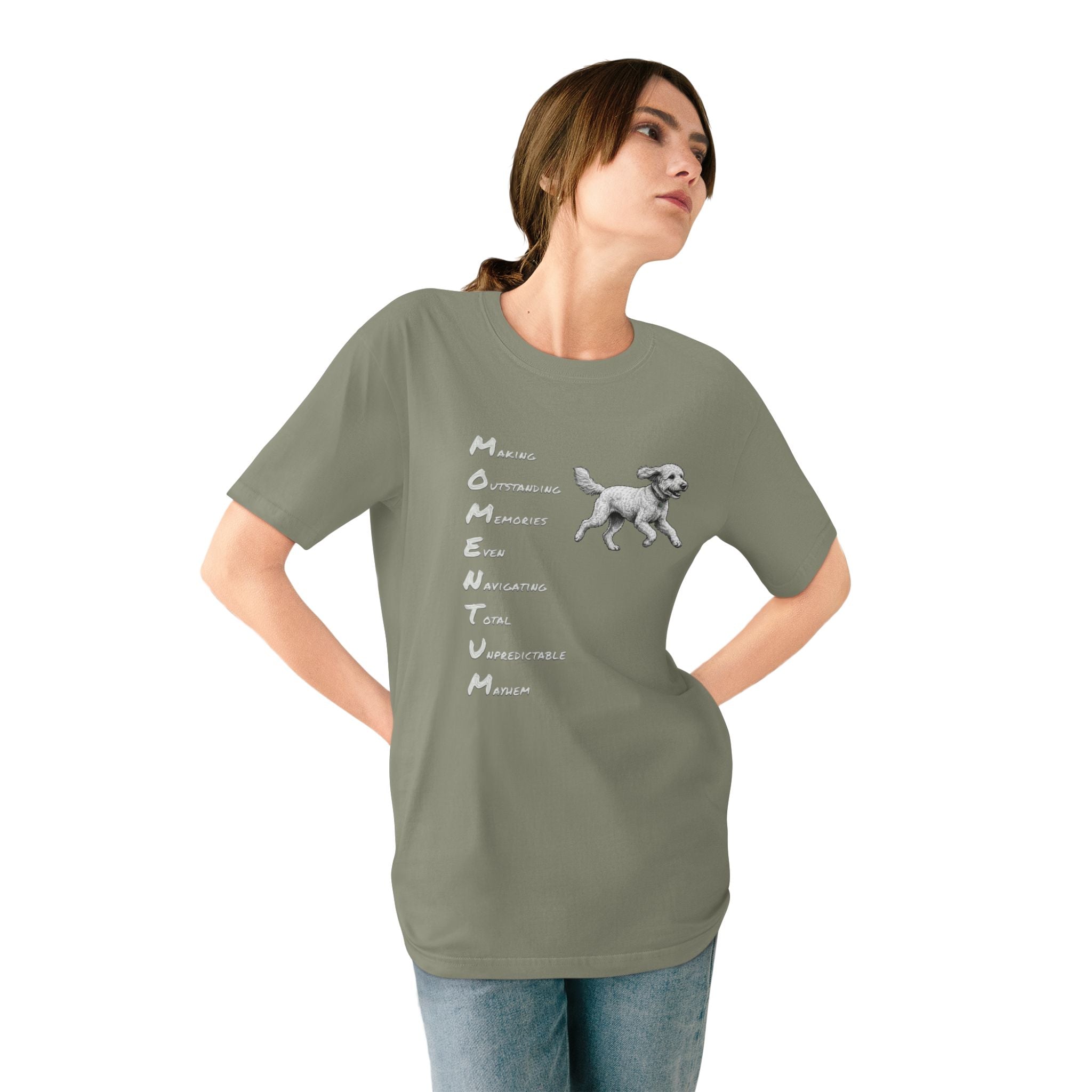 Organic Cotton Momentum Dog T-Shirt — Running Goldendoodle Tee