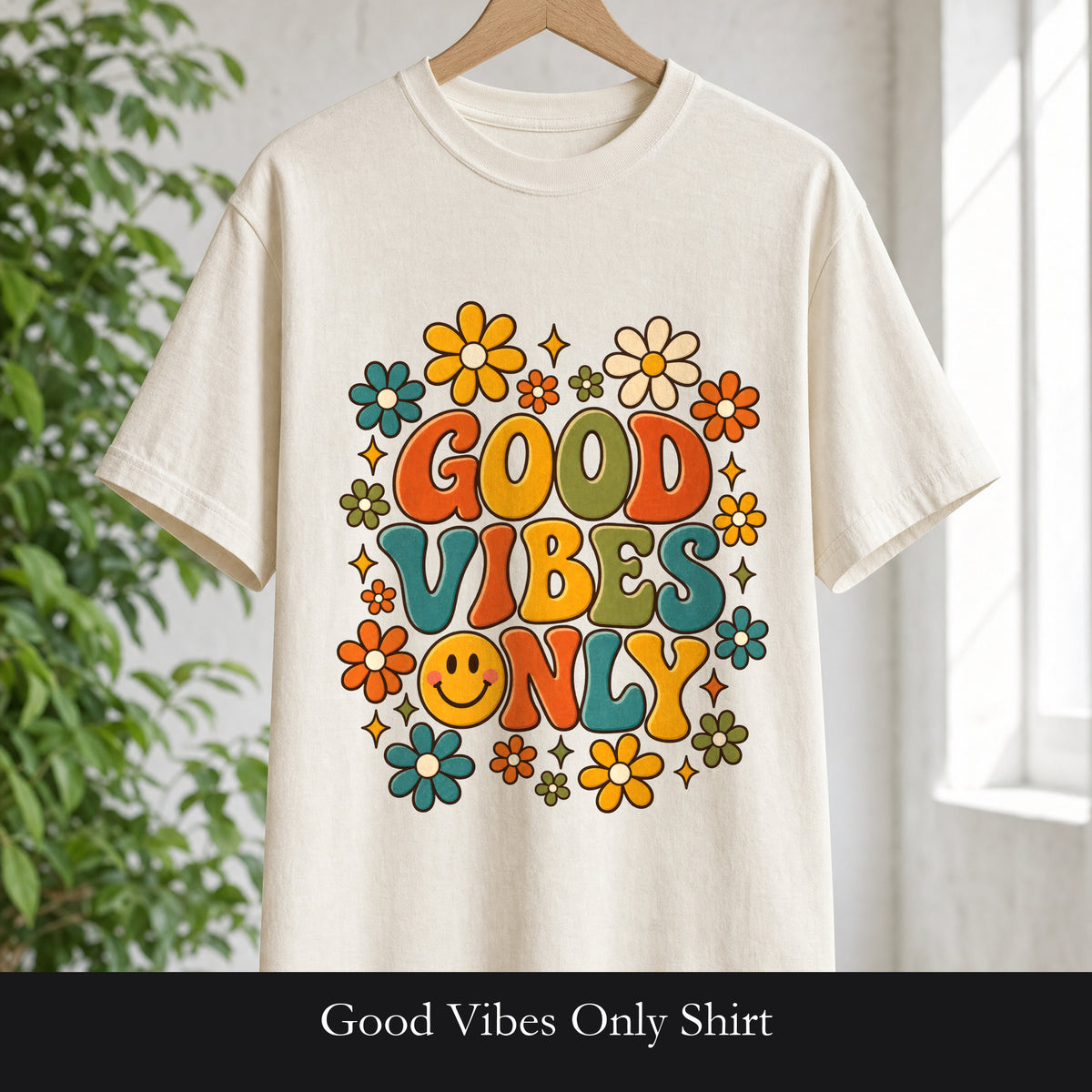 Good Vibes Only Shirt, Retro Groovy Tee, 70s Aesthetic Gift, Positive Affirmation Sweatshirt