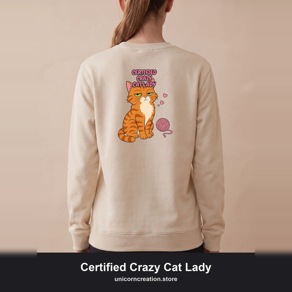 Certified Crazy Cat Lady Shirt, Orange Cat Mom Tee, Ginger Cat Lover Gift, Funny Cat Owner Sweatshirt