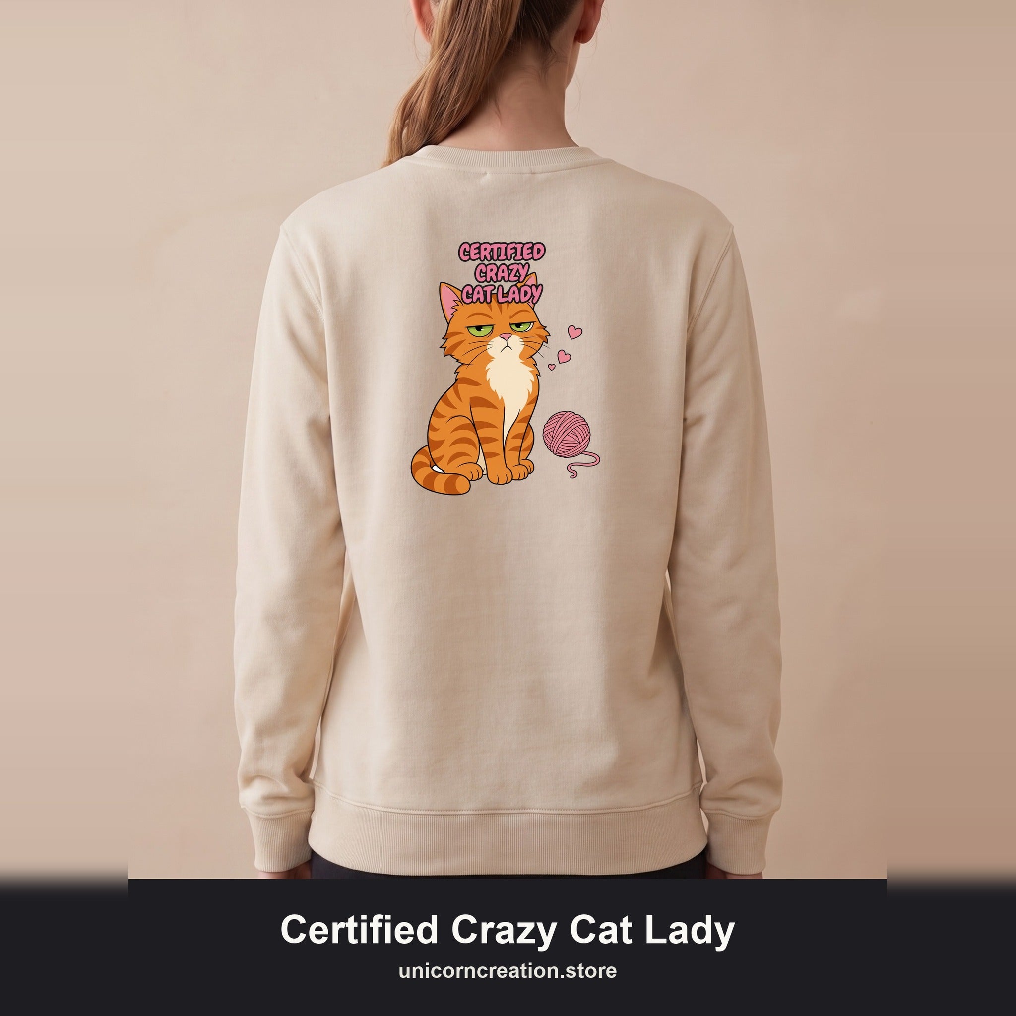 Certified Crazy Cat Lady Shirt, Orange Cat Mom Tee, Ginger Cat Lover Gift, Funny Cat Owner Sweatshirt