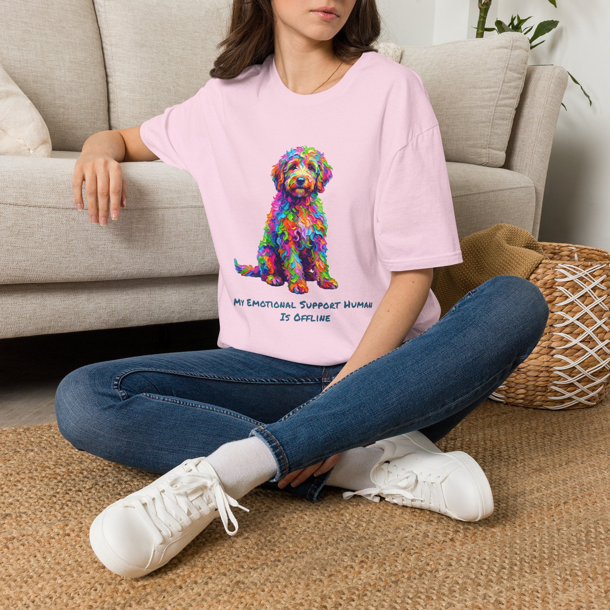 Goldendoodle T-Shirt — My Emotional Support Human Is Offline