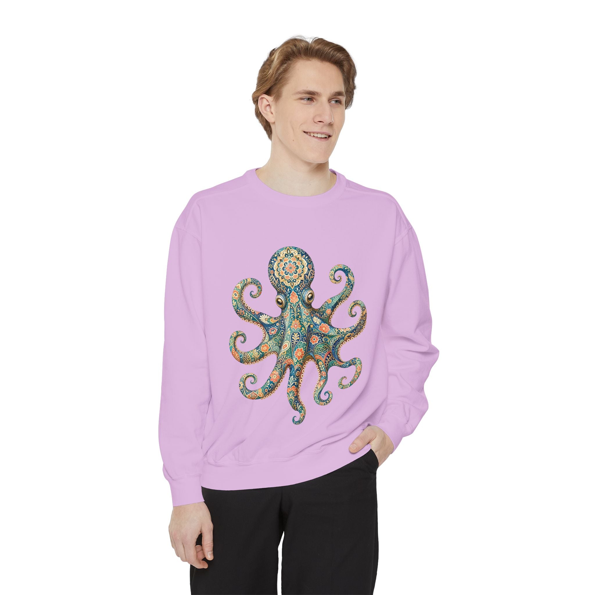 Boho Octopus Shirt, Folk Art Octopus Tee, Japanese Pattern Ocean Lover Gift, Vintage Floral Octopus Sweatshirt