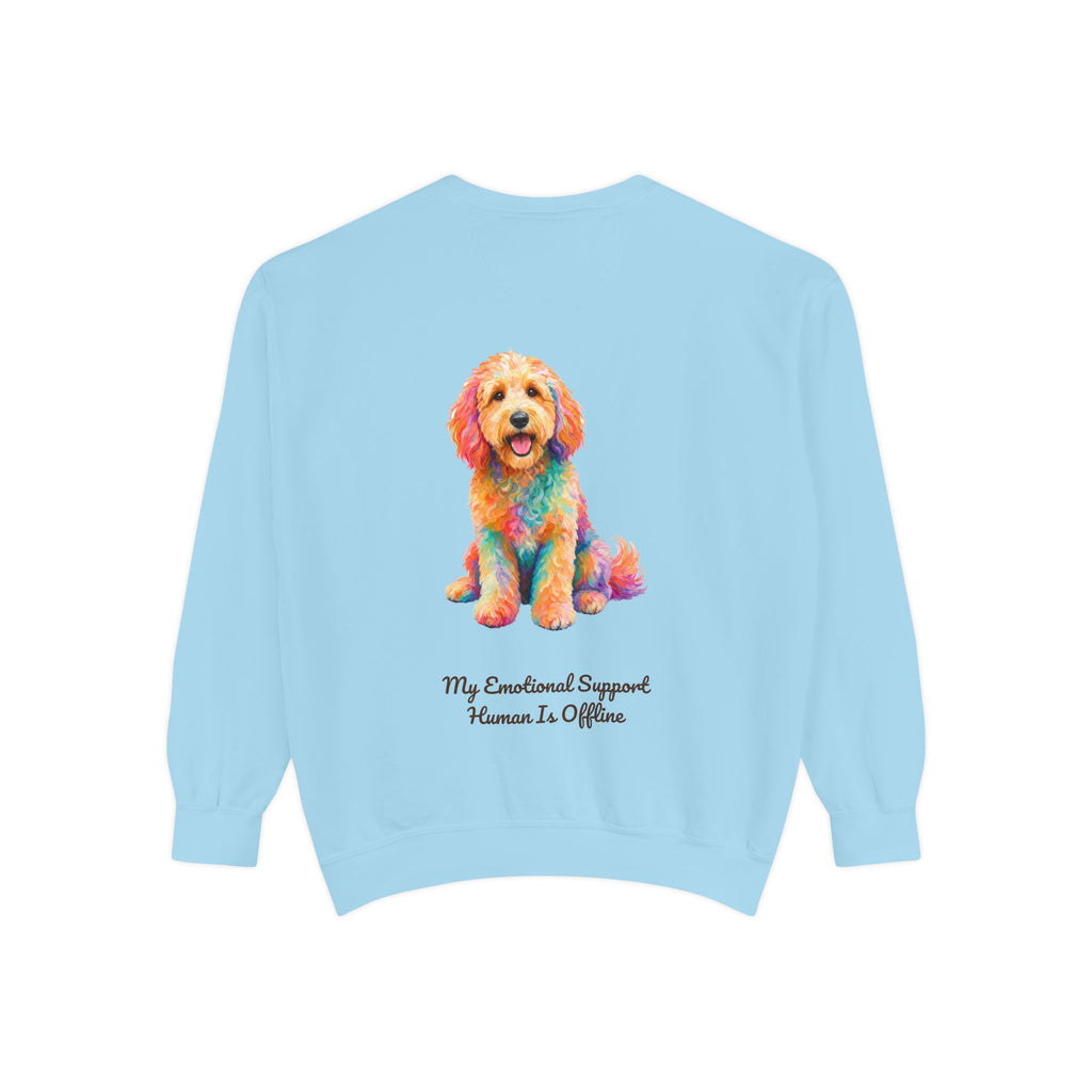 Goldendoodle Shirt, My Emotional Support Human Is Offline Tee, Funny Doodle Dog Mom Gift, Painterly Dog Lover Sweatshirt