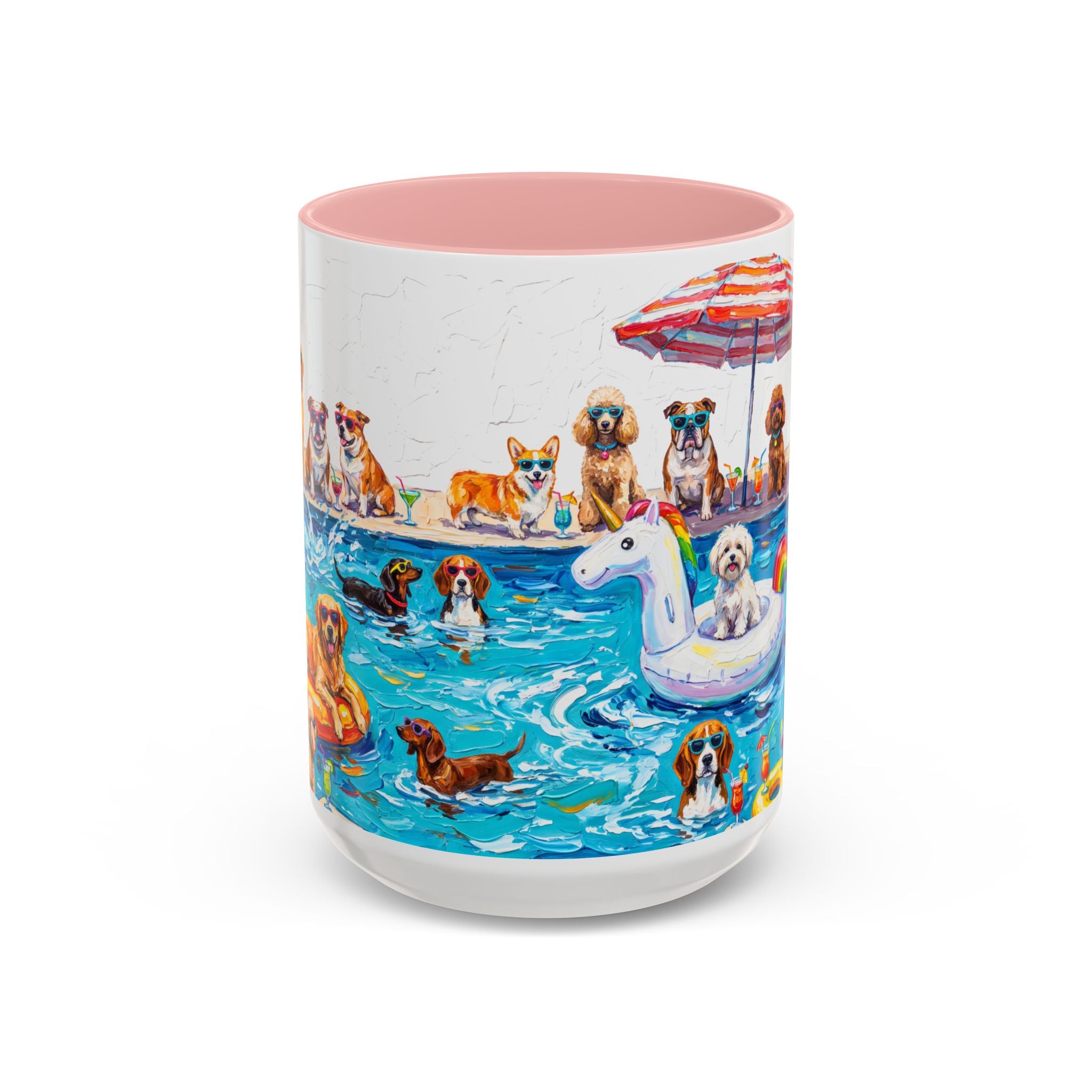 Dogs Pool Party Coffee Mug — Funny Summer Dog Mug (15 oz)