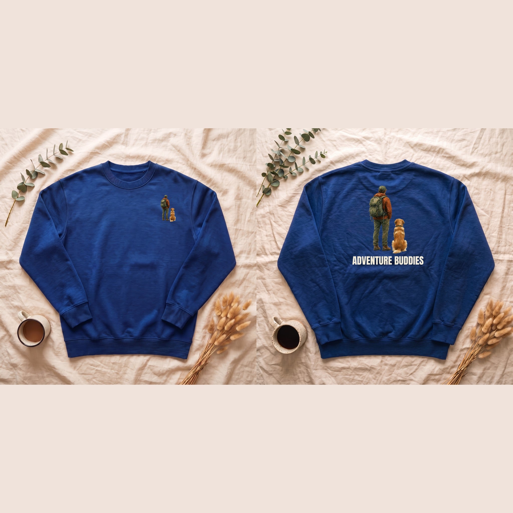Adventure Buddies Shirt, Dog and Human Hiking Tee, Matching Dog Owner Gift, Painterly Outdoor Sweatshirt