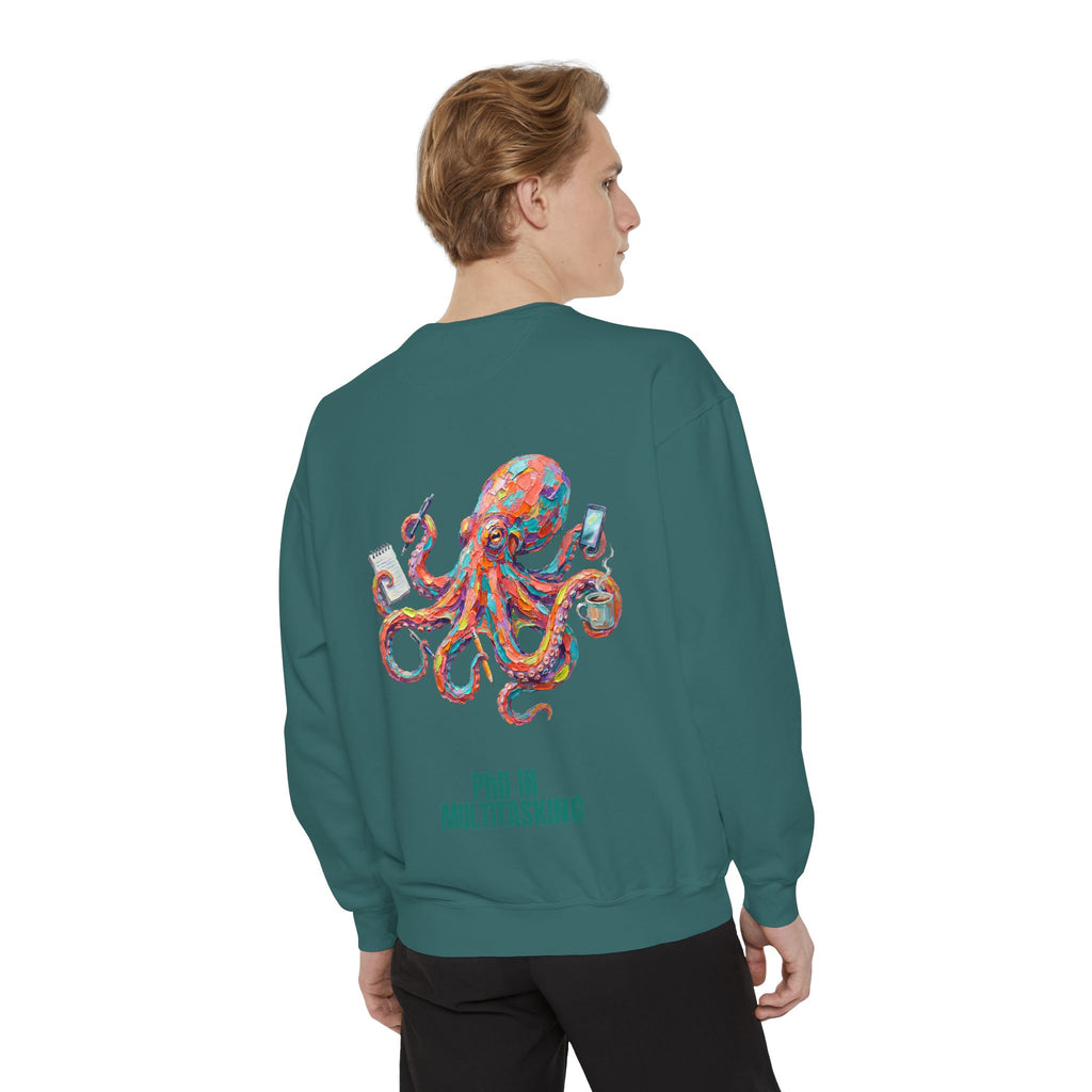 PhD in Multitasking Shirt, Funny Octopus Tee, Busy Mom Boss Gift, Painterly Ocean Humor Sweatshirt