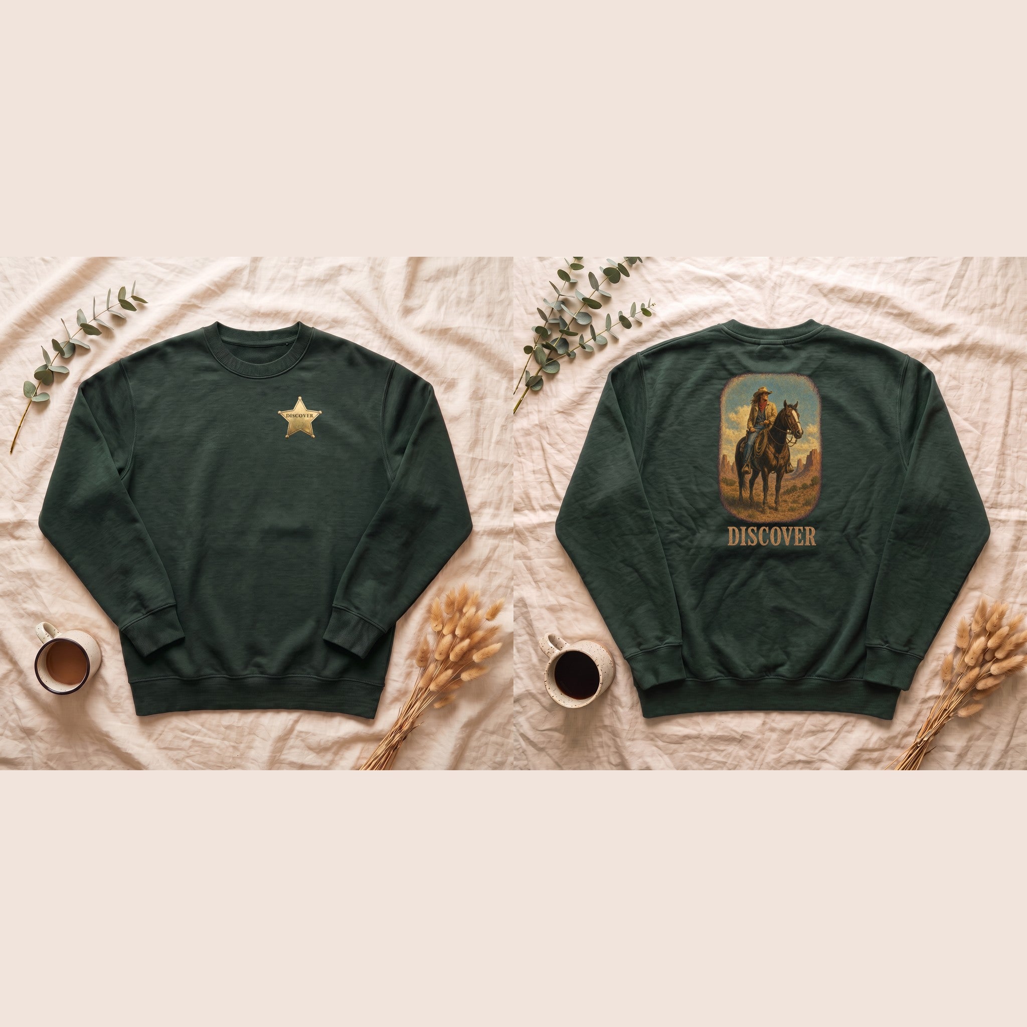 Discover Cowgirl Sweatshirt, Vintage Western Horse Crewneck, Desert Rodeo Sweatshirt, Sheriff Star Cowgirl Gift