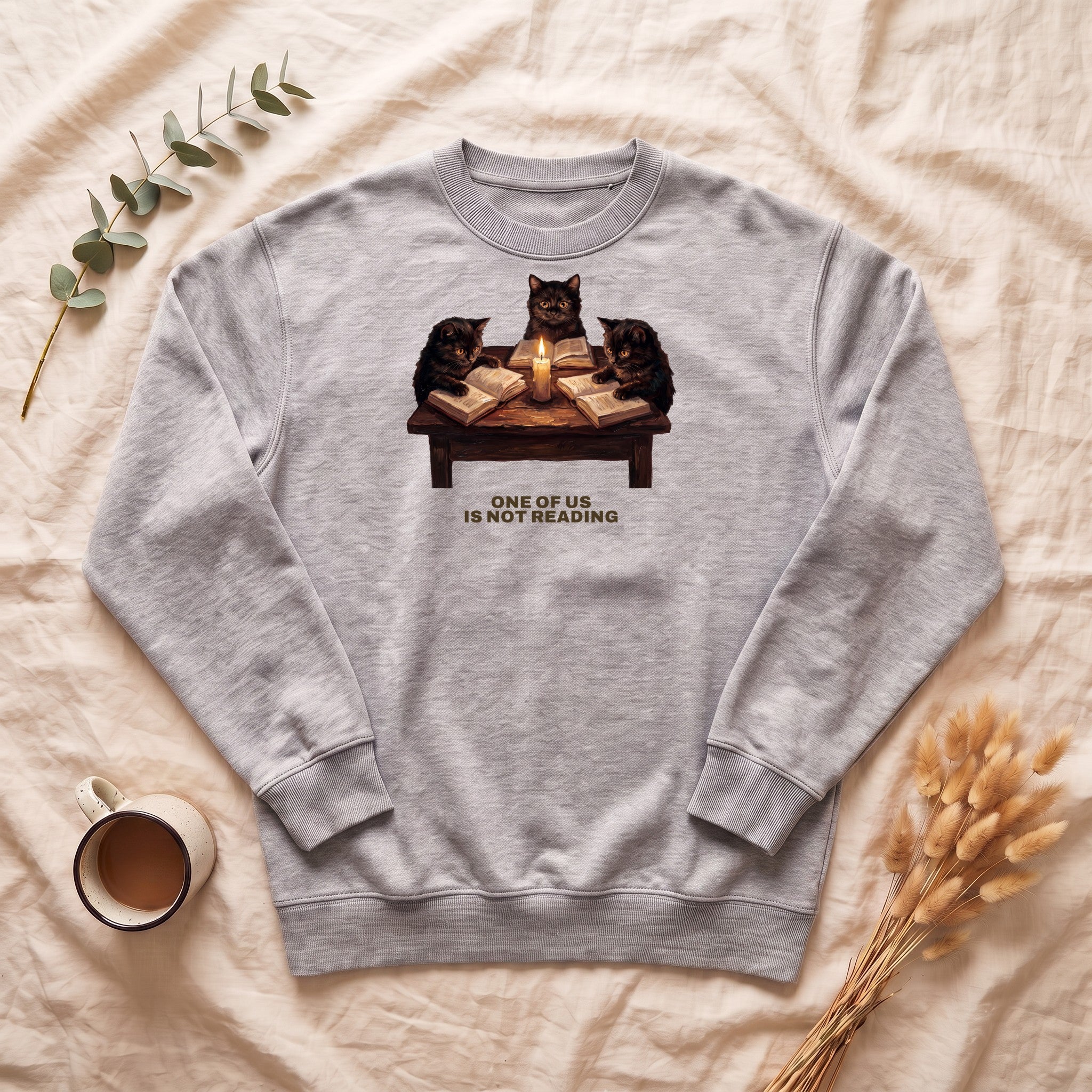 Book Club Cats Sweatshirt, One Of Us Is Not Reading Crewneck, Funny Book Club Group Sweatshirt, Reader Cat Lover Gift