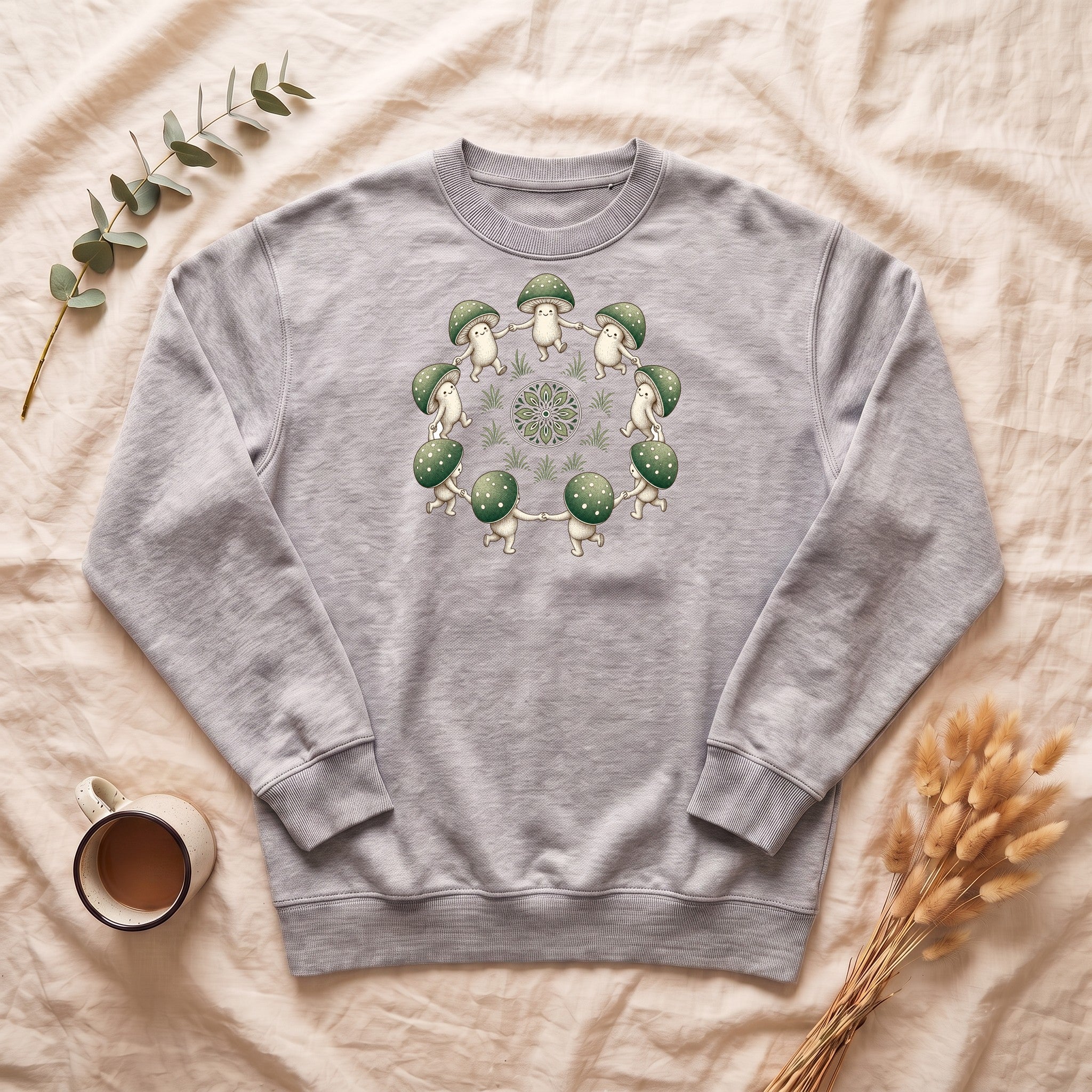 Cottagecore Mushroom Shirt, Sage Green Fairy Ring Tee, Goblincore Nature Gift, Whimsical Mushroom Sweatshirt