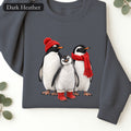 Cozy Penguin Family crewneck sweatshirt | penguin trio with hats and scarf