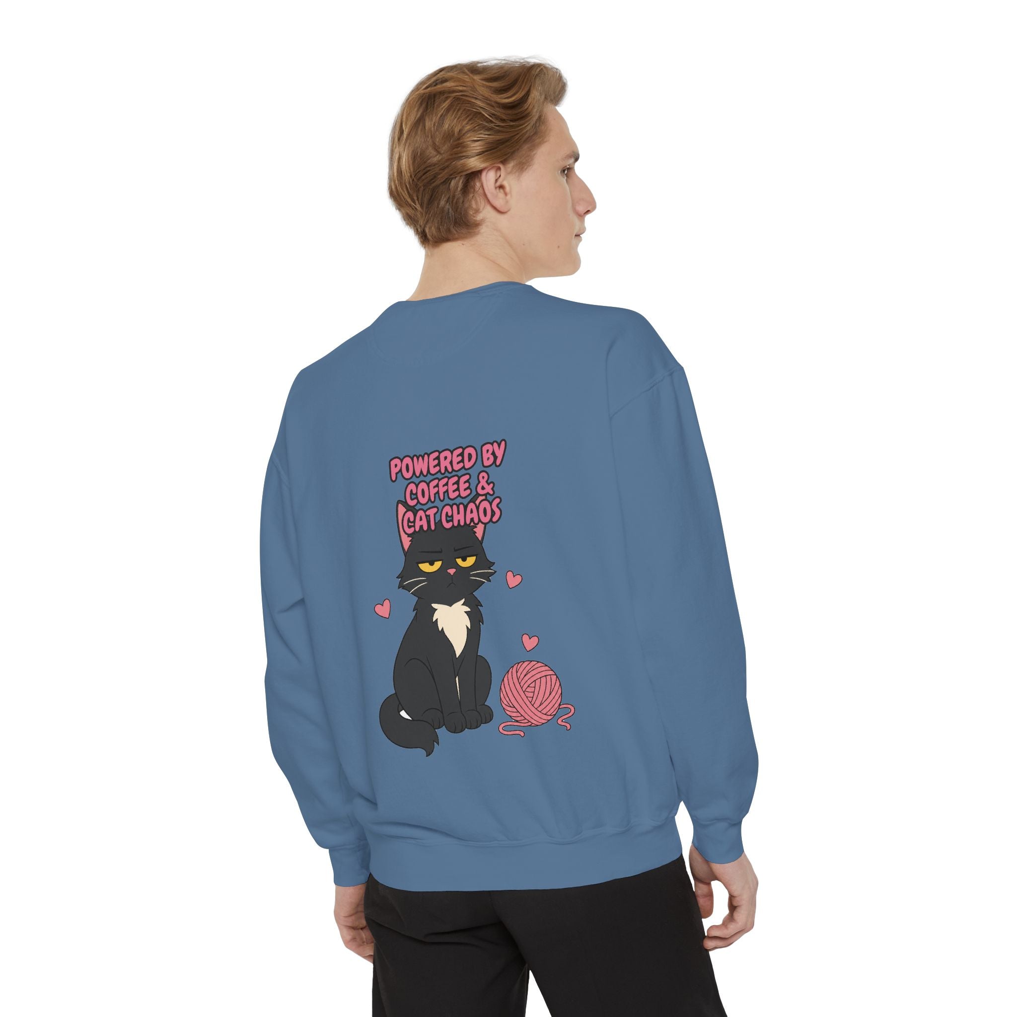 Powered By Coffee and Cat Chaos Shirt, Funny Cat Mom Coffee Tee, Cat Lover Gift, Cat Owner Sweatshirt
