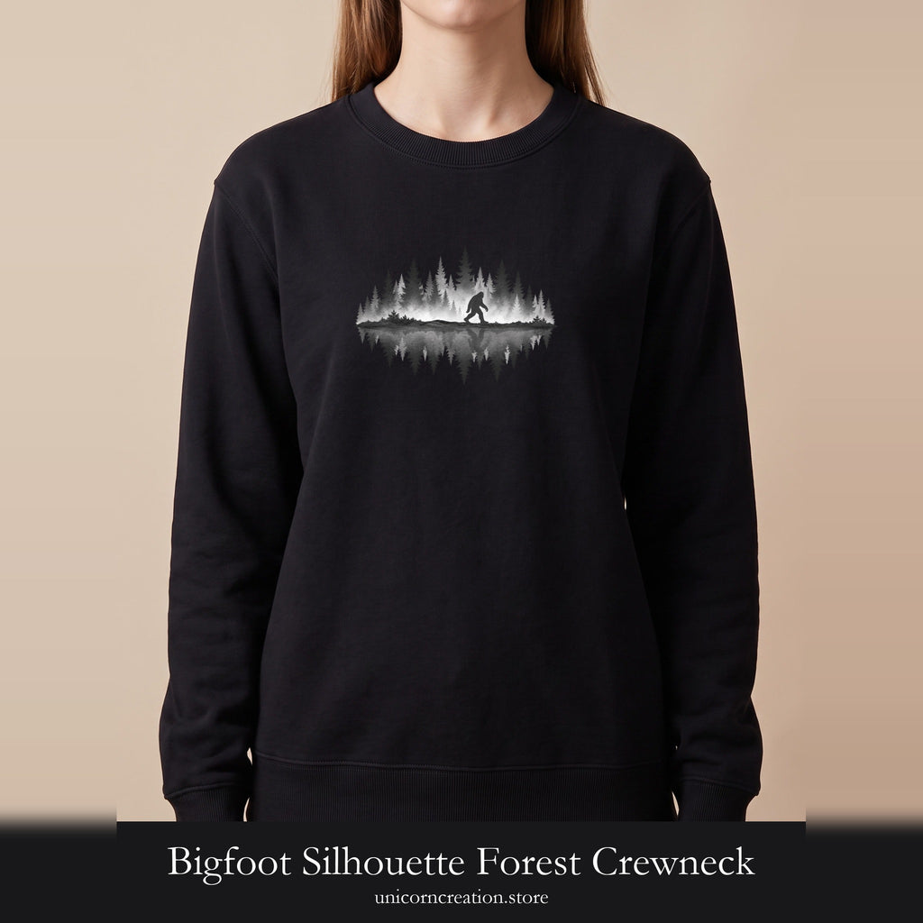 Bigfoot Silhouette Forest Crewneck Sweatshirt