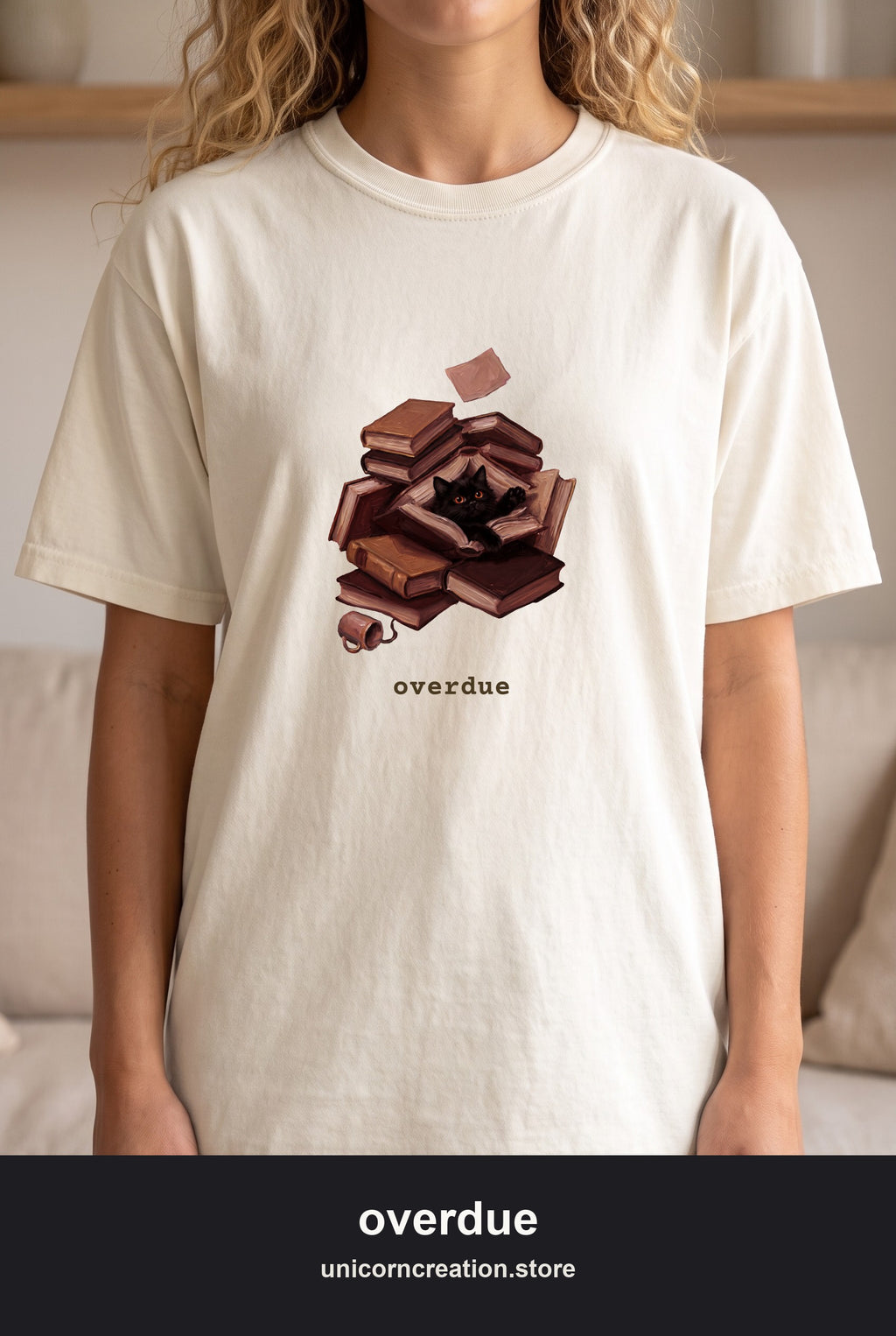 Overdue Cat & Books Shirt, Funny Librarian Tee, Bookworm Book Lover Tee, Library Staff Reader Gift