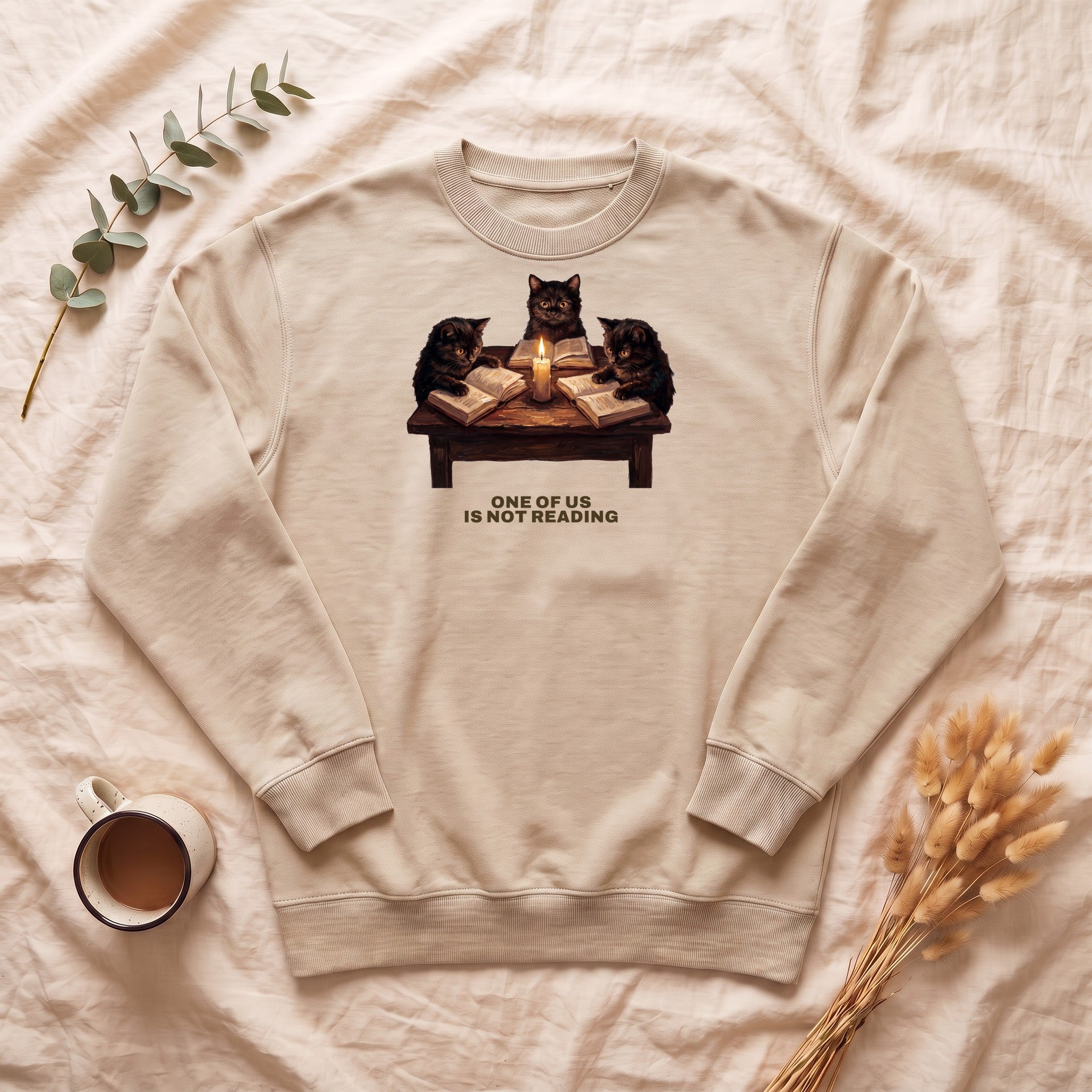 Book Club Cats Sweatshirt, One Of Us Is Not Reading Crewneck, Funny Book Club Group Sweatshirt, Reader Cat Lover Gift