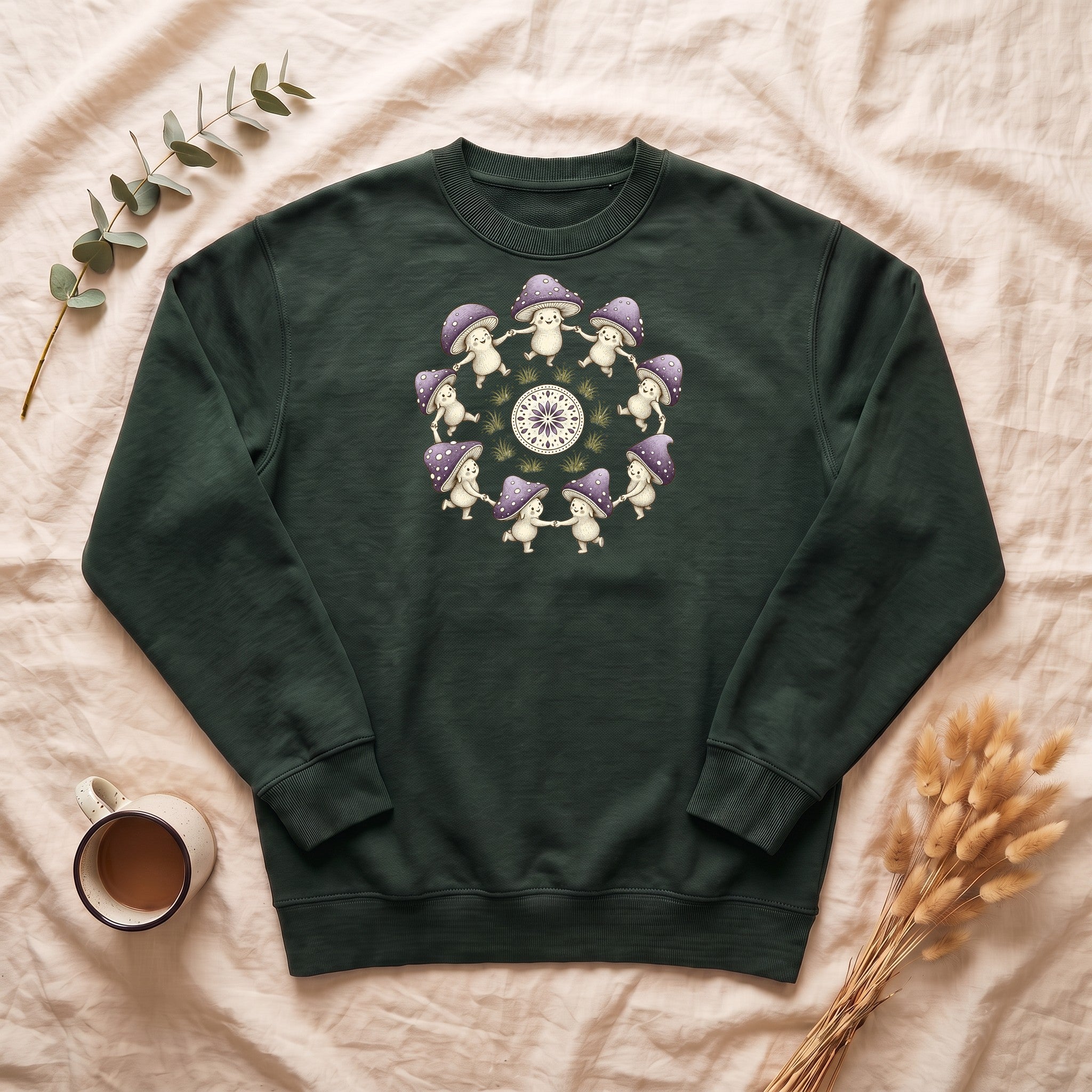 Cottagecore Mushroom Shirt, Lavender Fairy Ring Tee, Goblincore Nature Gift, Whimsical Mushroom Sweatshirt