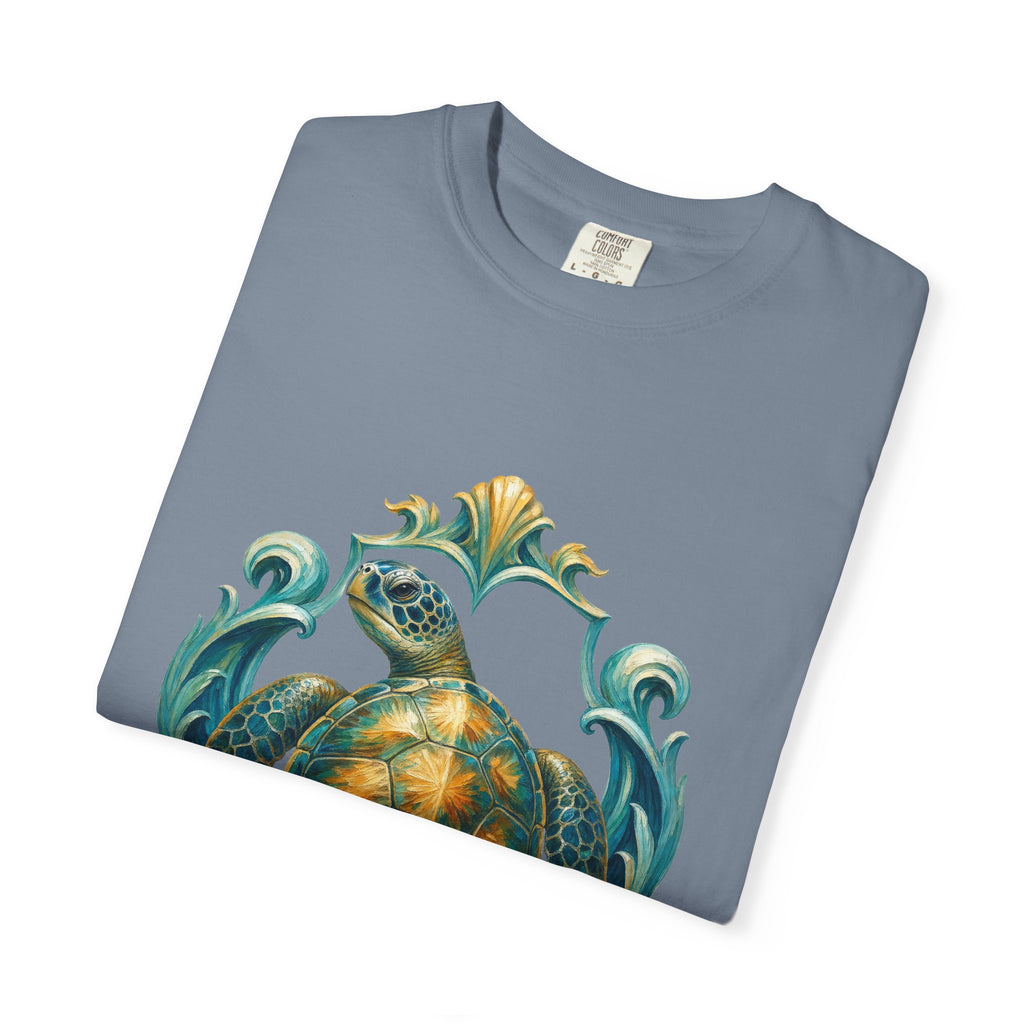 Sea Turtle Long Sleeve Sun Shirt, Painterly Turtle Crest Swim Tee, Beach Ocean Lover Gift, Coastal Swim Sweatshirt