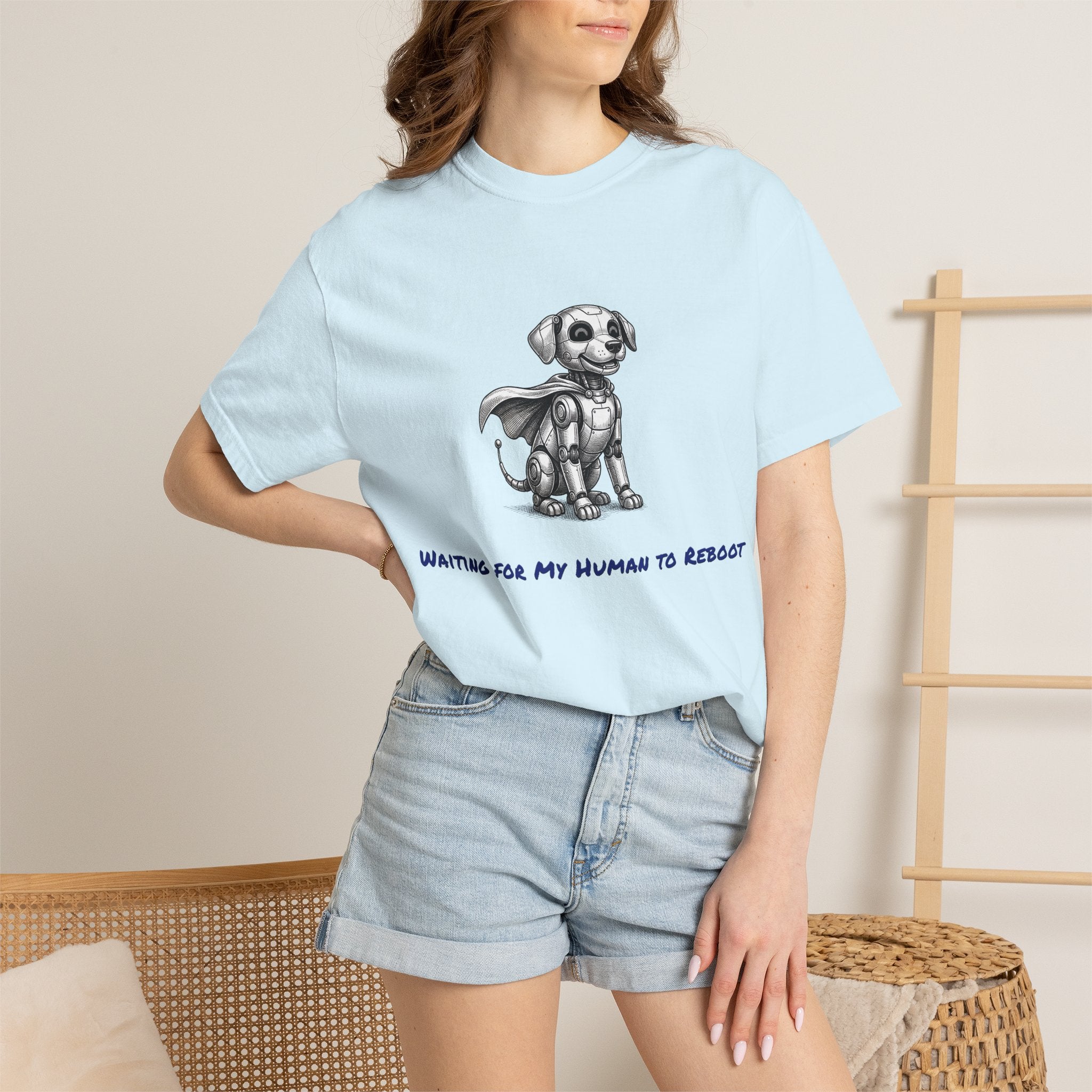 Robot Dog T-Shirt — Waiting for My Human to Reboot, Funny AI Tee