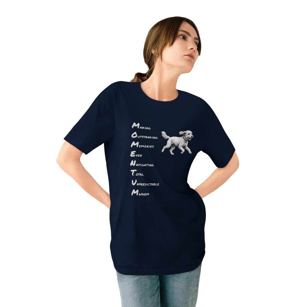 Organic Cotton Momentum Dog T-Shirt — Running Goldendoodle Tee