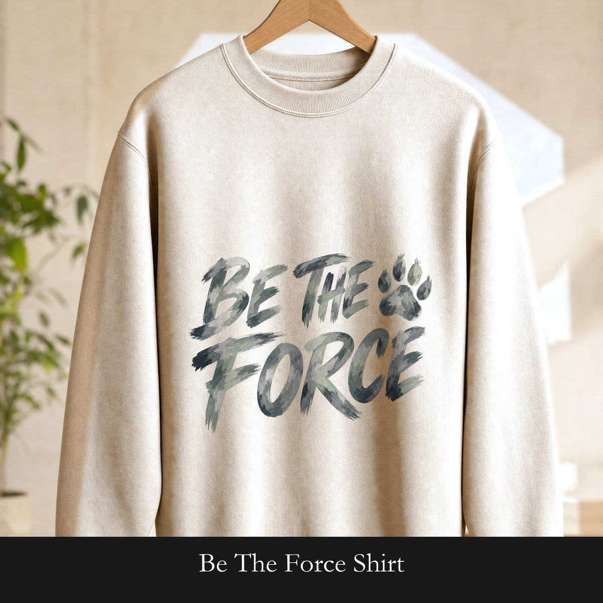 Be The Force Shirt, Camo Motivational Tee, Inspirational Encouragement Gift, Positive Vibes Paw Print Sweatshirt