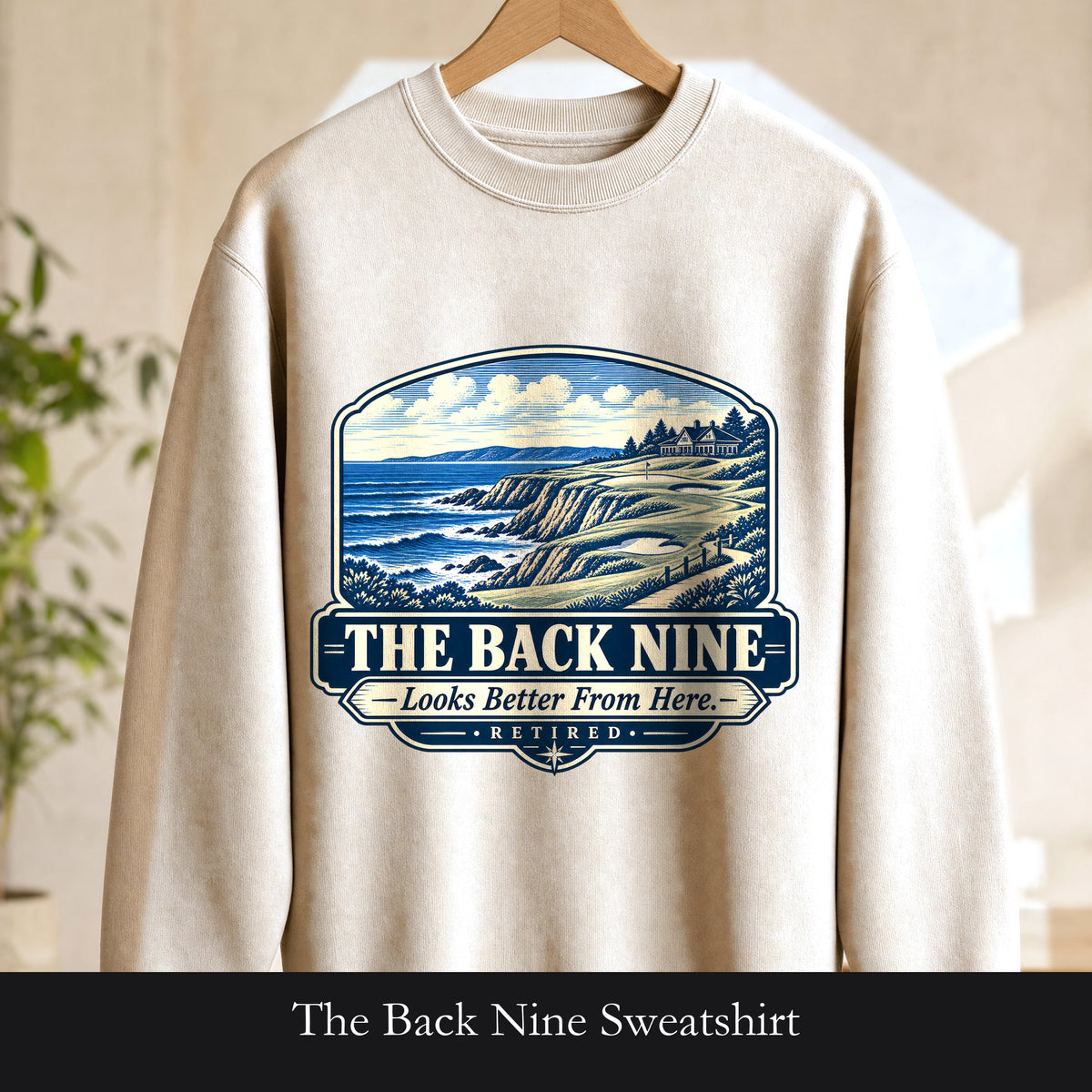 The Back Nine Sweatshirt, Scenic Golf Coast Crewneck, Vintage Golf Course Graphic, Golfer Gift
