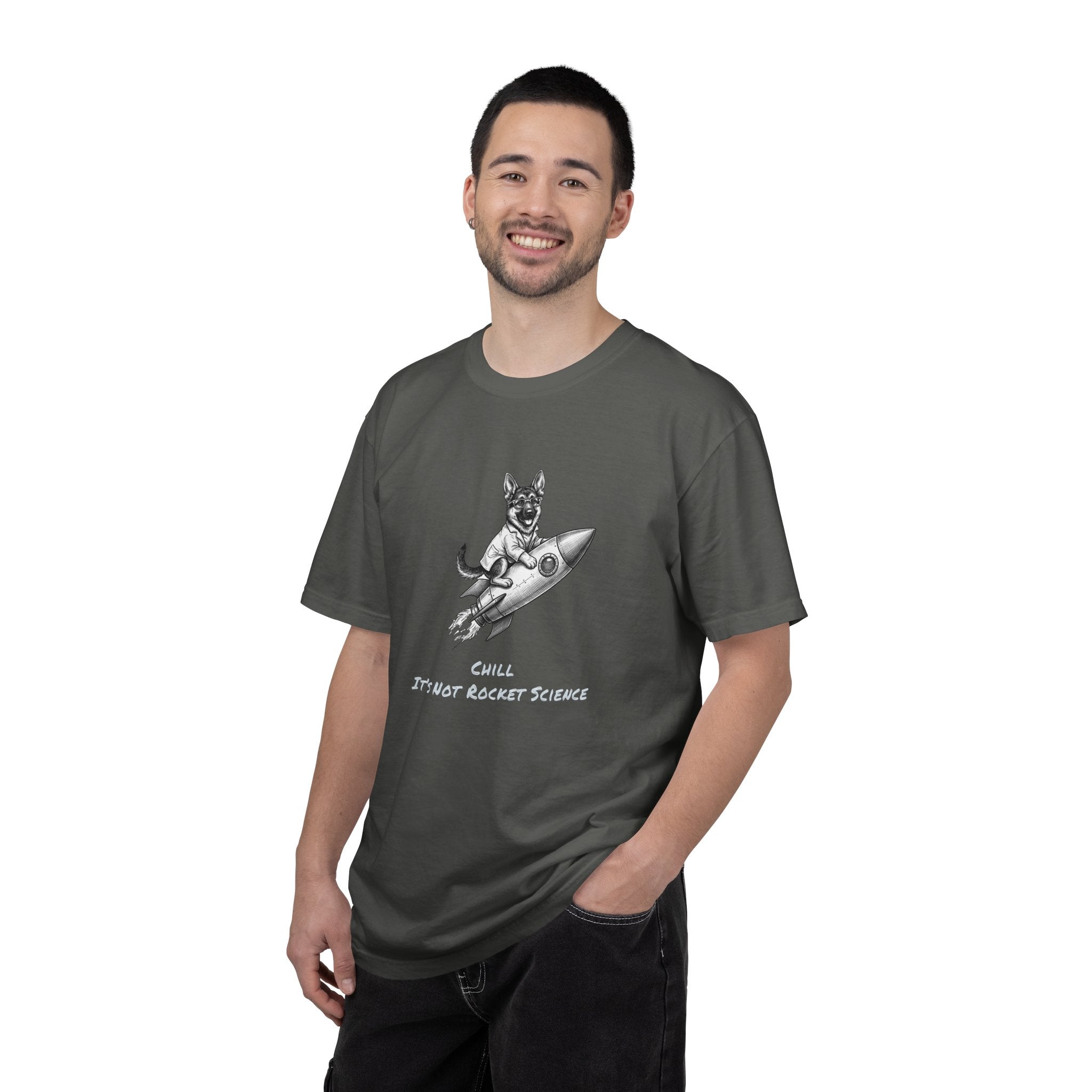 Dog on Rocket T-Shirt — Chill, It's Not Rocket Science