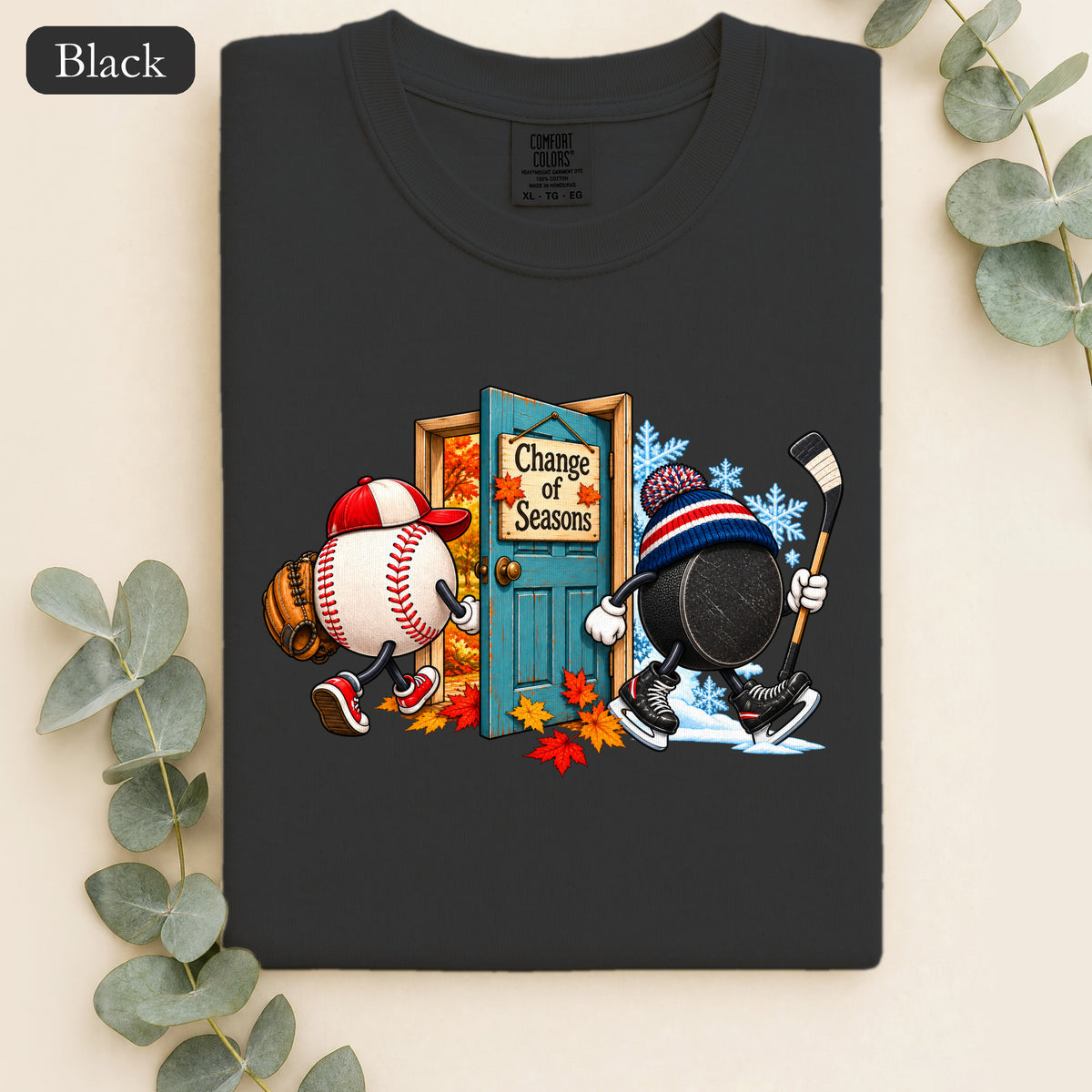 Baseball and Hockey 'Change of Seasons' Shirt | Sports Autumn Winter Design