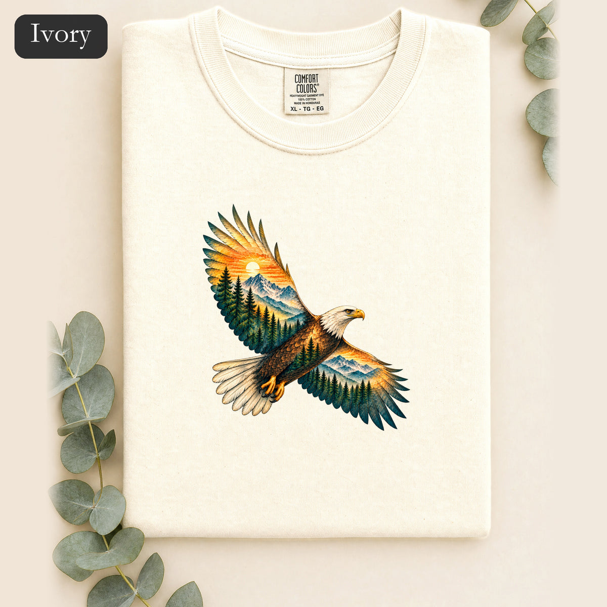 Soaring Eagle Mountain Scene Shirt | Nature Bird Graphic