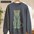 Boho Leopard Shirt, Folk Art Leopard Tee, Japanese Pattern Big Cat Lover Gift, Vintage Floral Leopard Sweatshirt