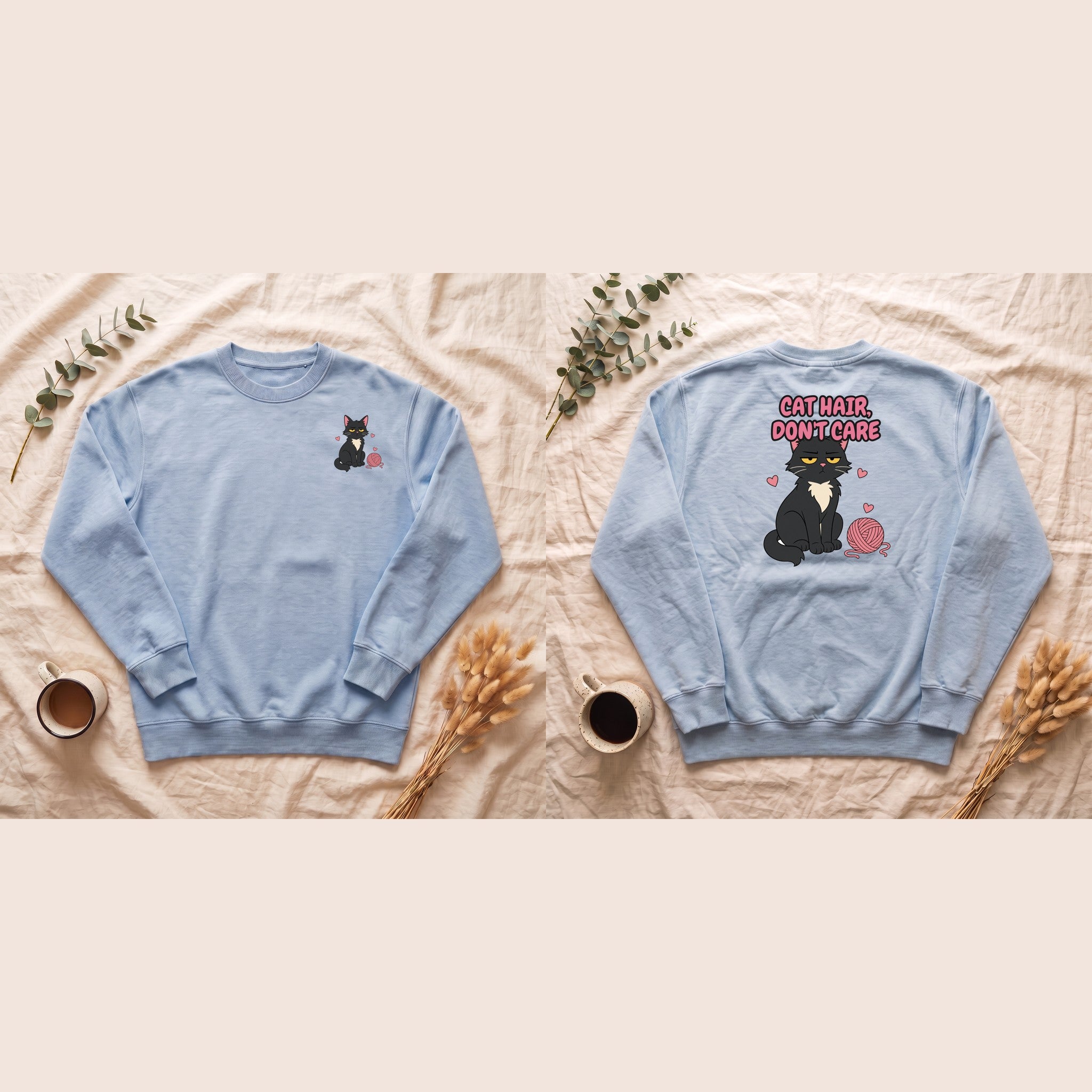 Cat Hair Don't Care Shirt, Funny Cat Mom Tee, Cat Lover Gift, Cat Owner Sweatshirt