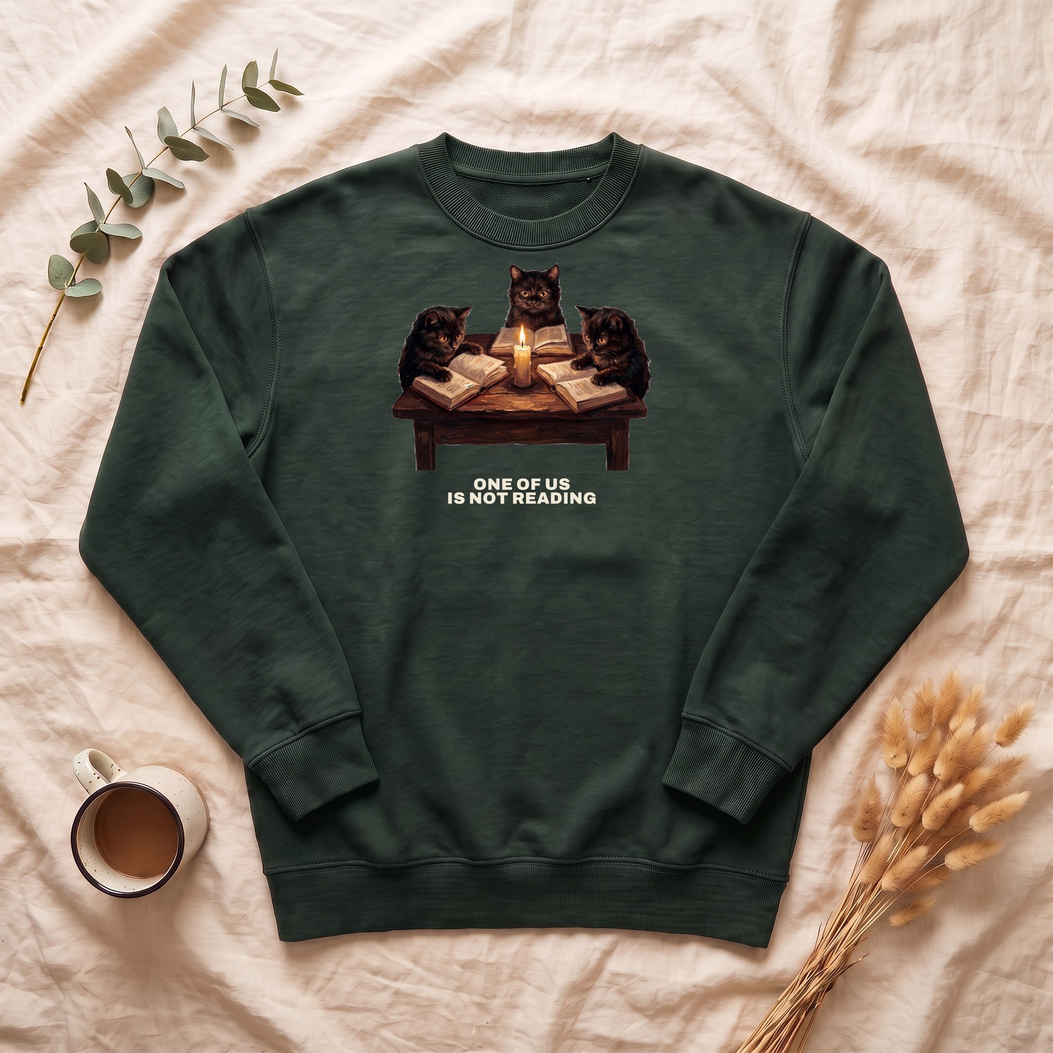 Book Club Cats Sweatshirt, One Of Us Is Not Reading Crewneck, Funny Book Club Group Sweatshirt, Reader Cat Lover Gift