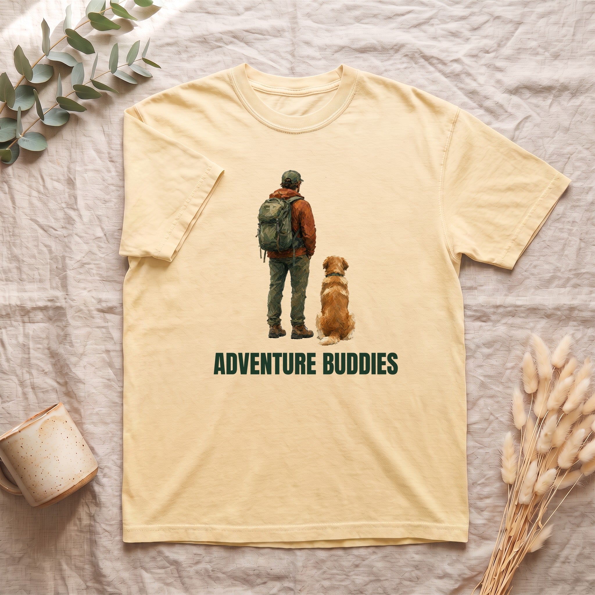 Adventure Buddies Shirt, Dog and Human Hiking Tee, Matching Dog Owner Gift, Painterly Outdoor Sweatshirt