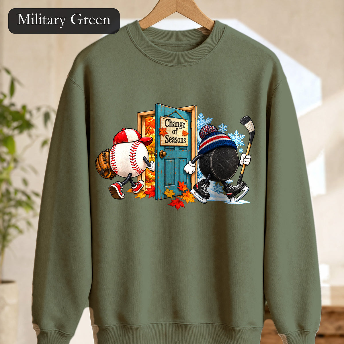 Baseball and Hockey 'Change of Seasons' Sweatshirt | Sports Autumn Winter Design