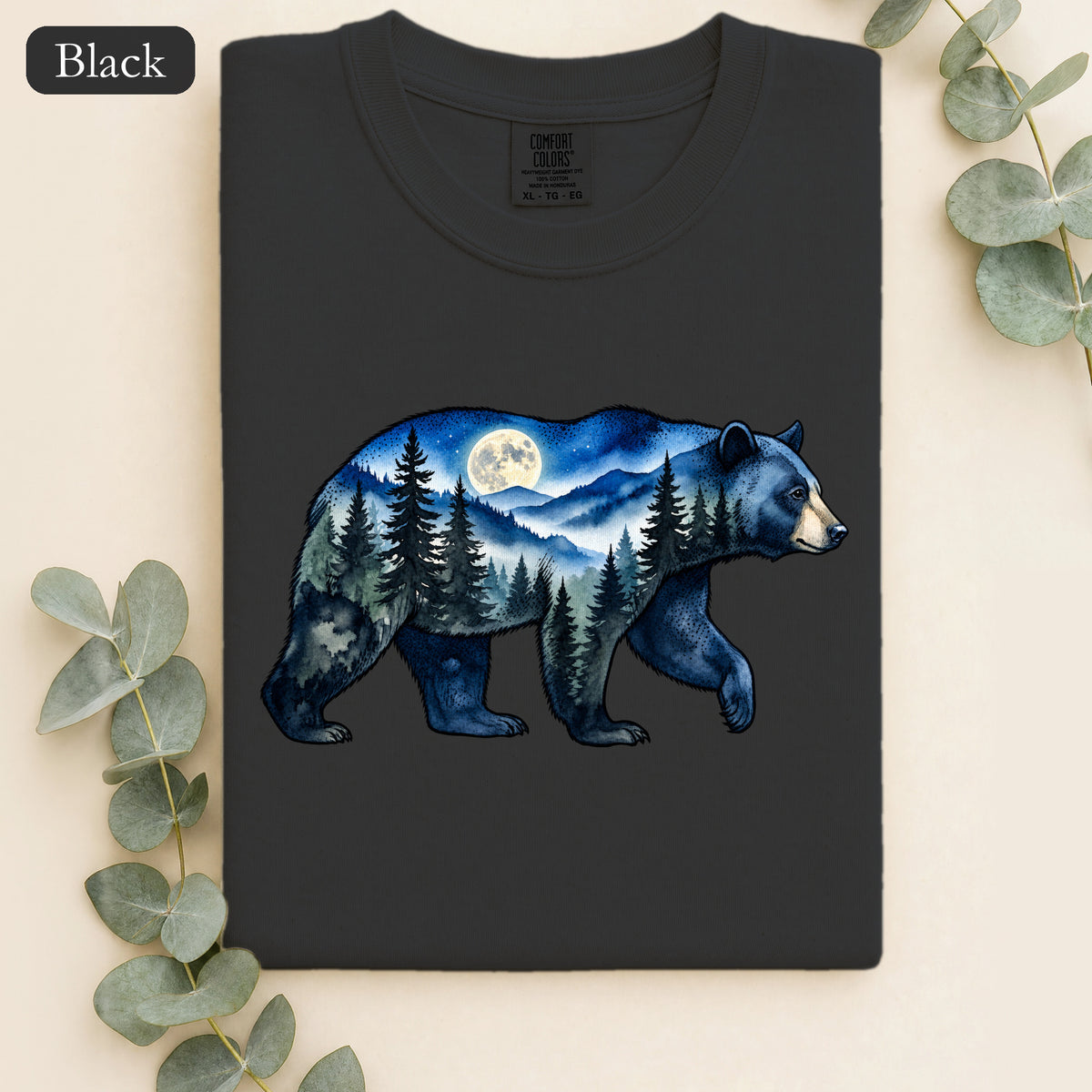 Moonlit Mountain Bear Shirt | Forest Night Wildlife Tee